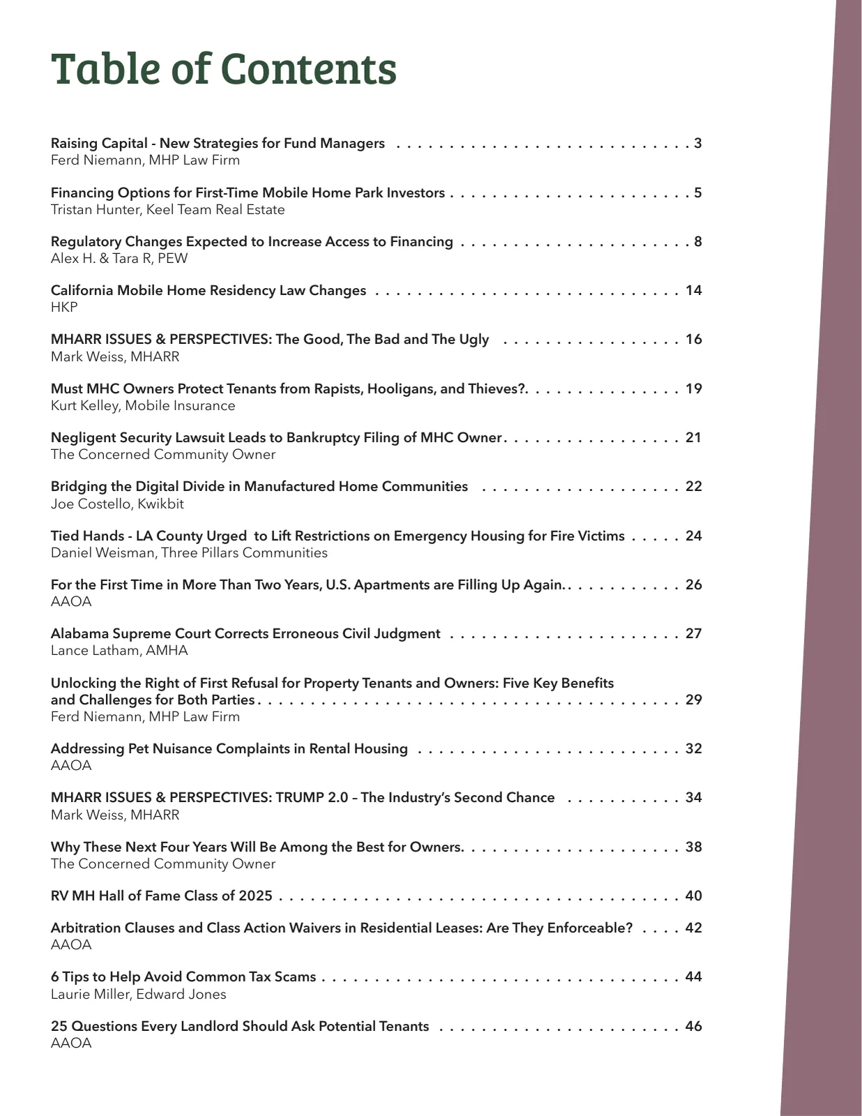 Page 2 of Manufactured Housing Review 2025 Q1
