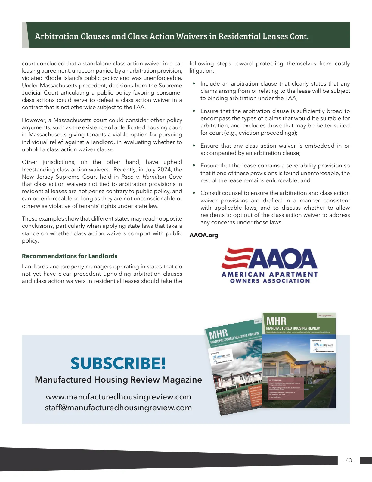 Page 43 of Manufactured Housing Review 2025 Q1