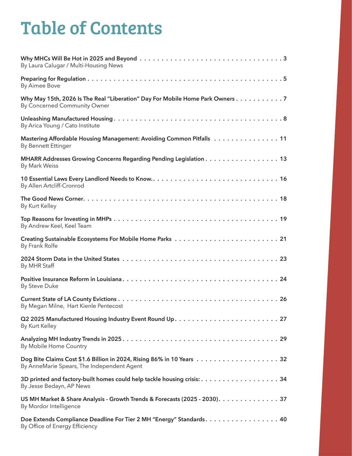 Page 2 of Manufactured Housing Review 2025 Q2