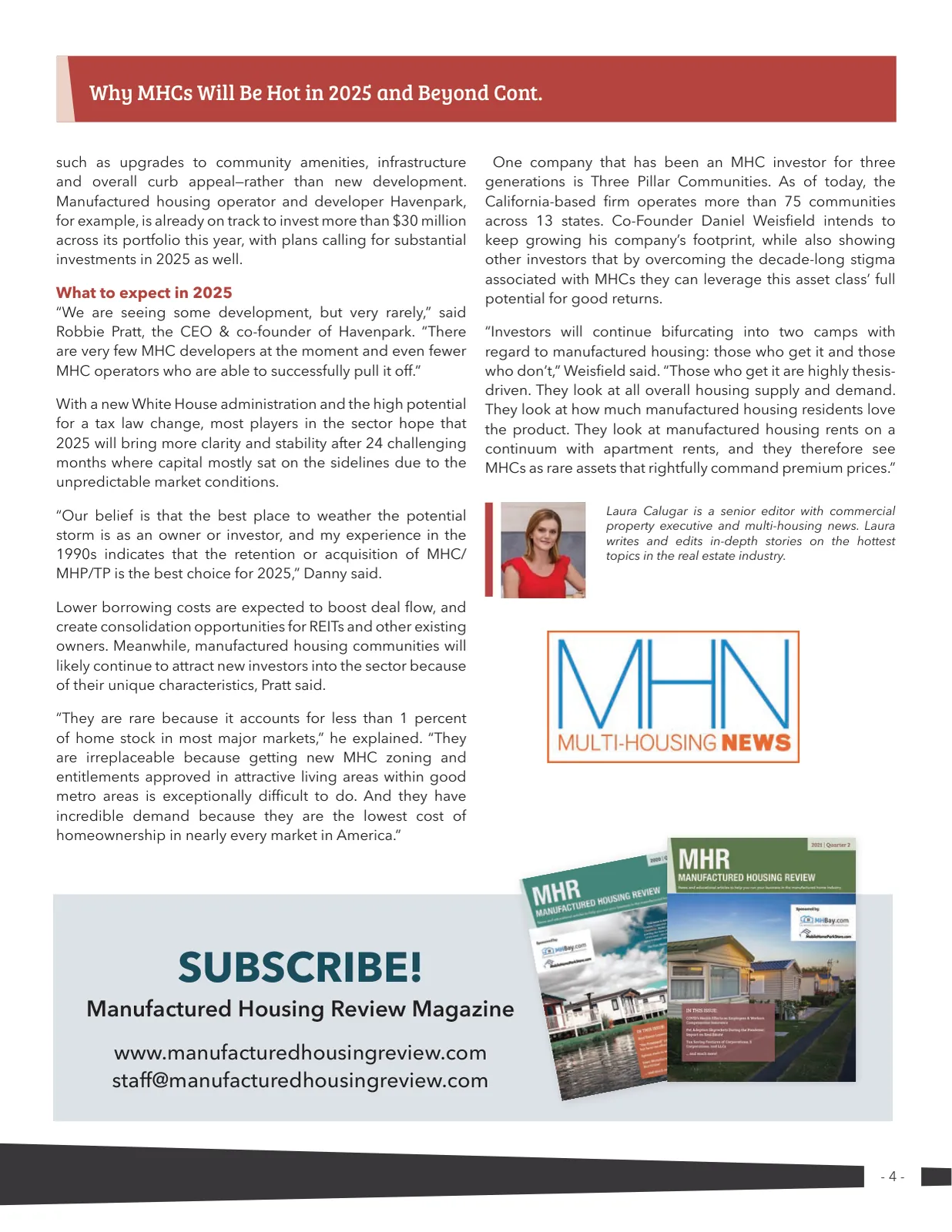Page 4 of Manufactured Housing Review 2025 Q2