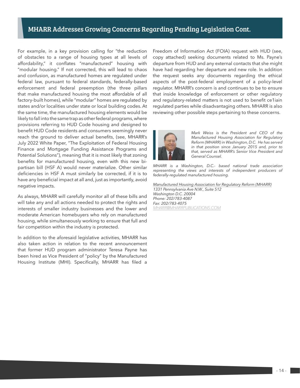 Page 14 of Manufactured Housing Review 2025 Q2