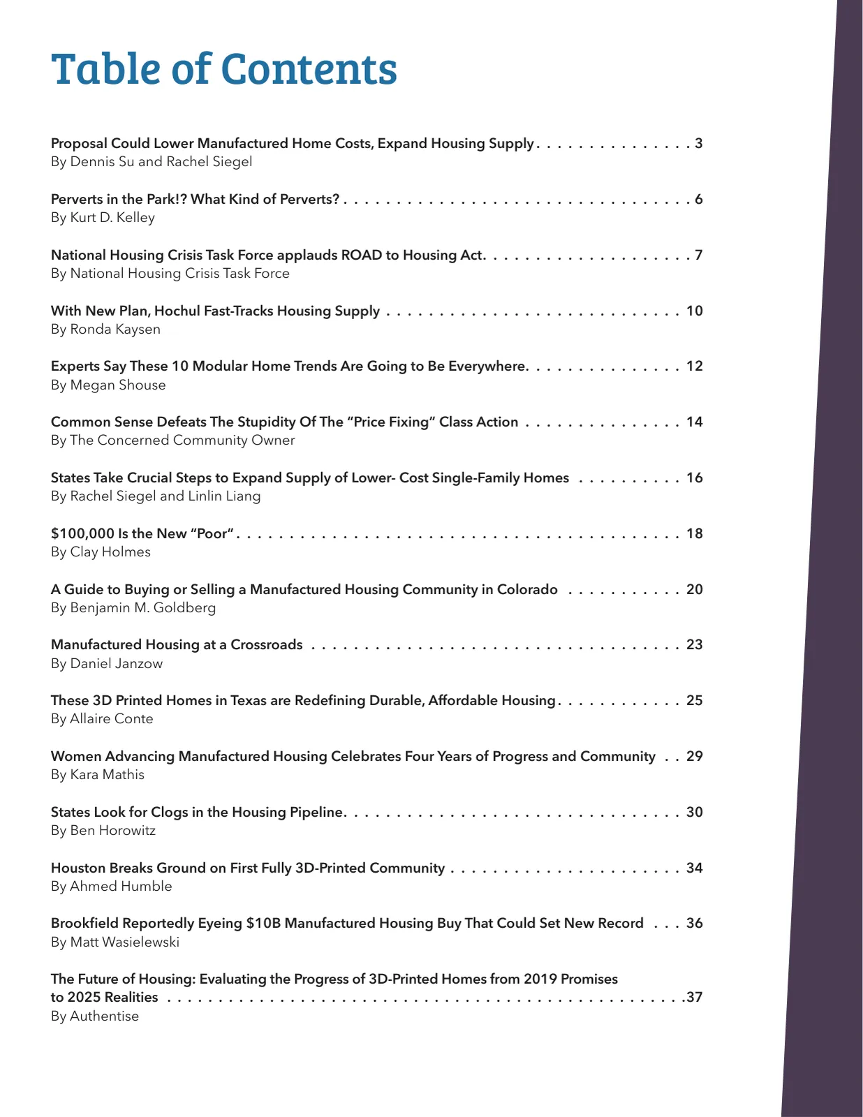 Page 2 of Manufactured Housing Review 2025 Q4