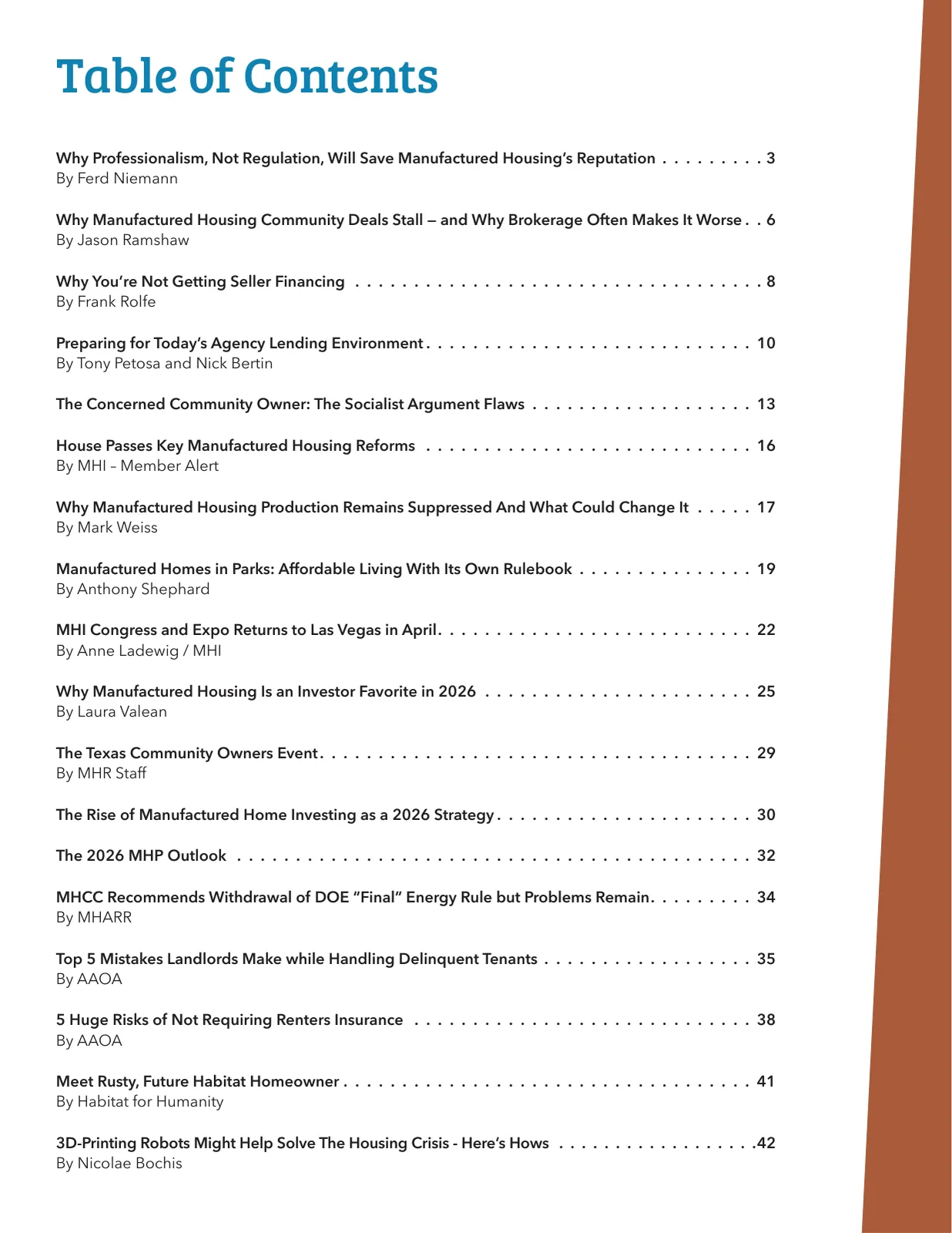 Page 2 of Manufactured Housing Review 2026 Q1