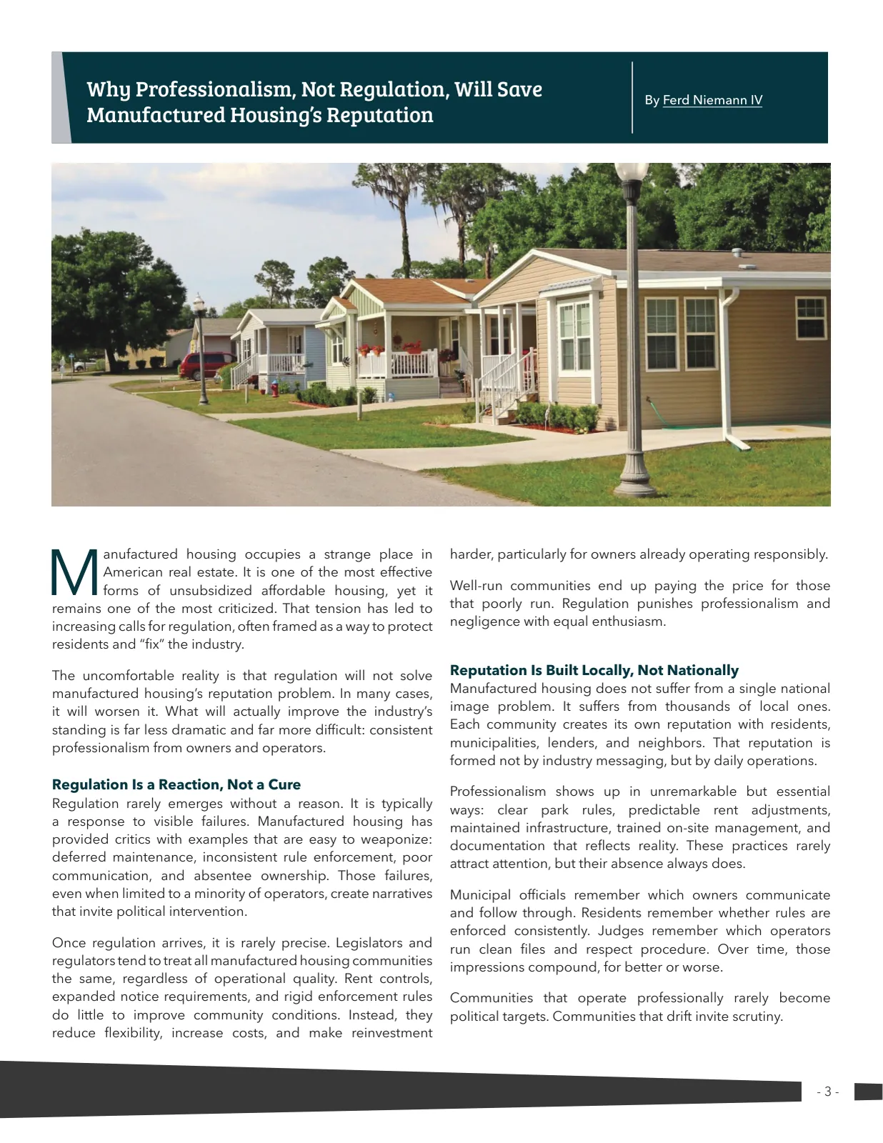 Page 3 of Manufactured Housing Review 2026 Q1