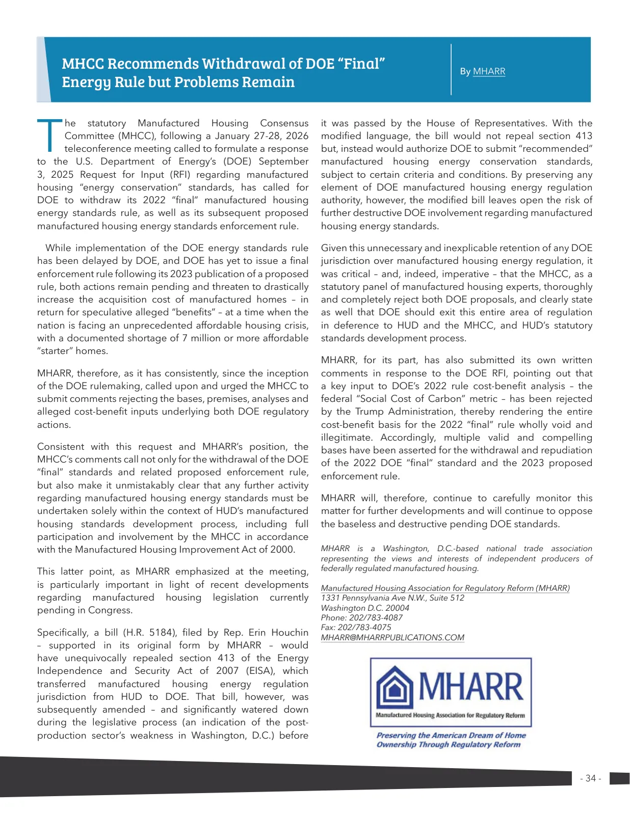 Page 34 of Manufactured Housing Review 2026 Q1