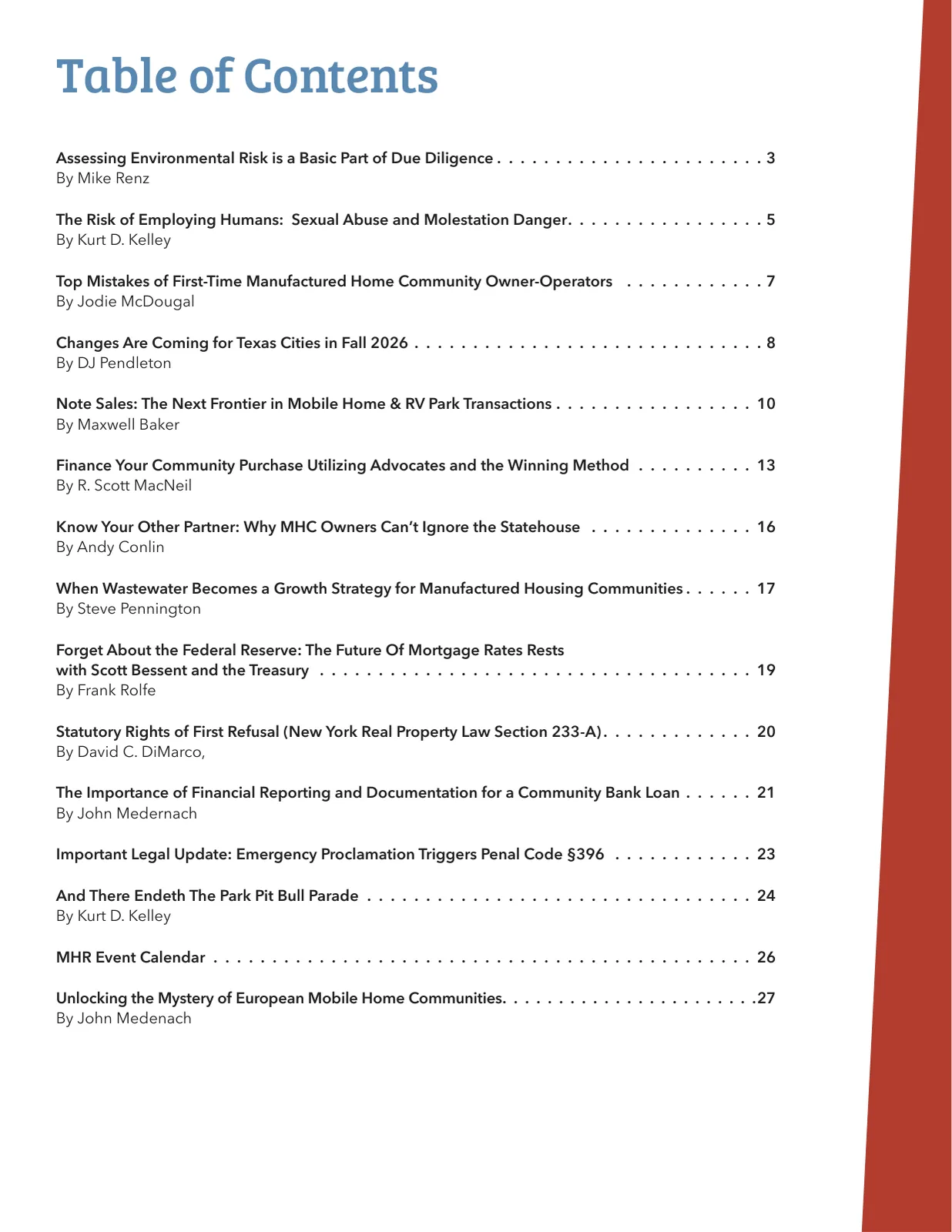 Page 2 of Manufactured Housing Review 2026 Q2