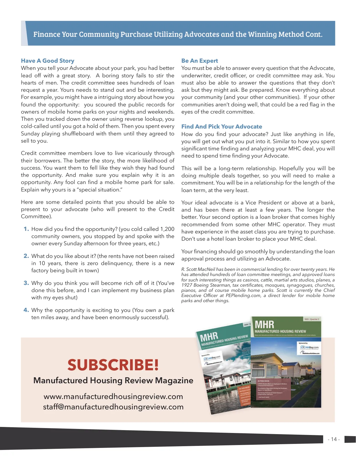 Page 14 of Manufactured Housing Review 2026 Q2