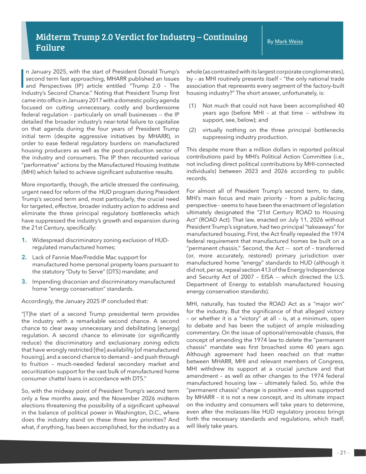 Page 21 of Manufactured Housing Review 2026 Q3