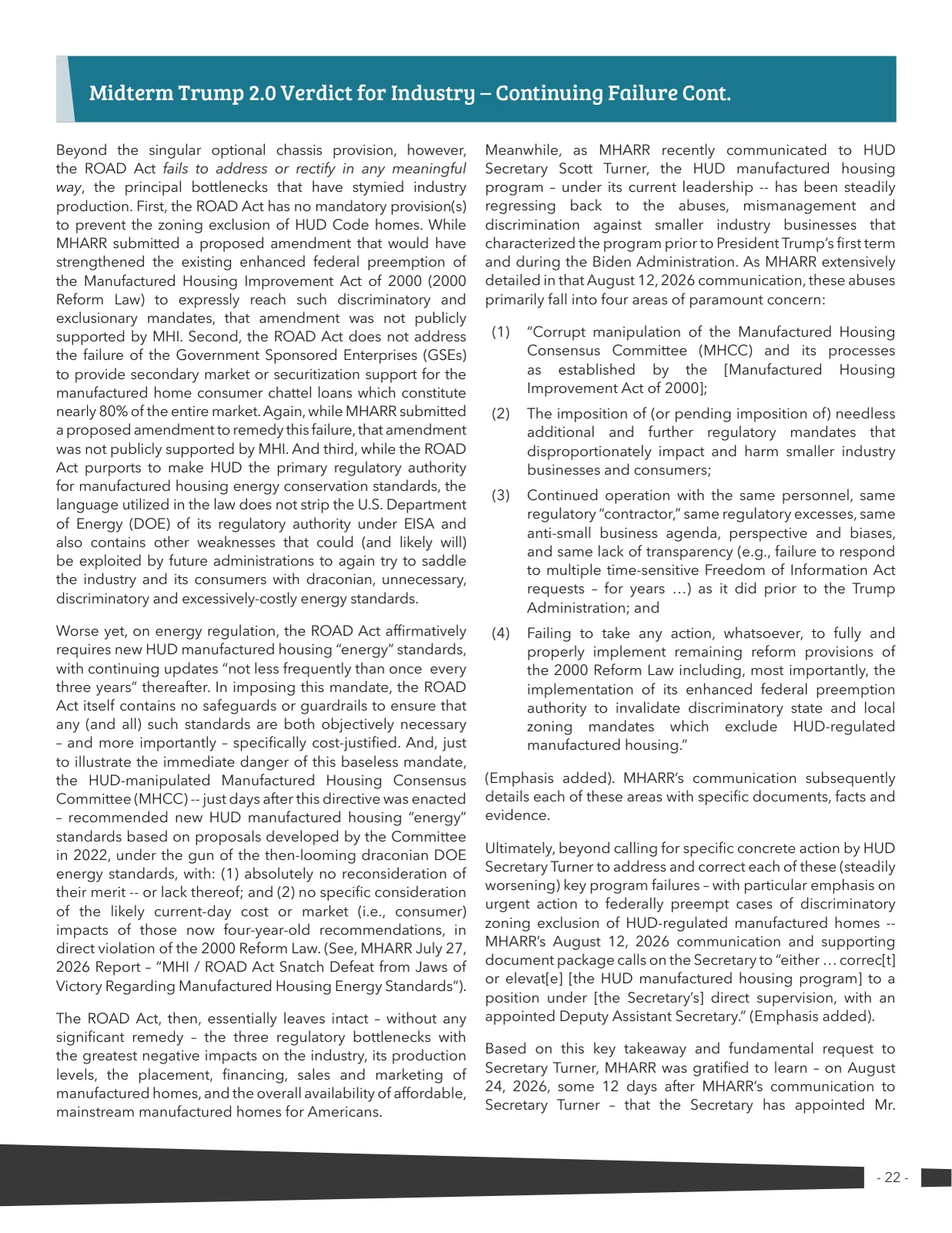 Page 22 of Manufactured Housing Review 2026 Q3