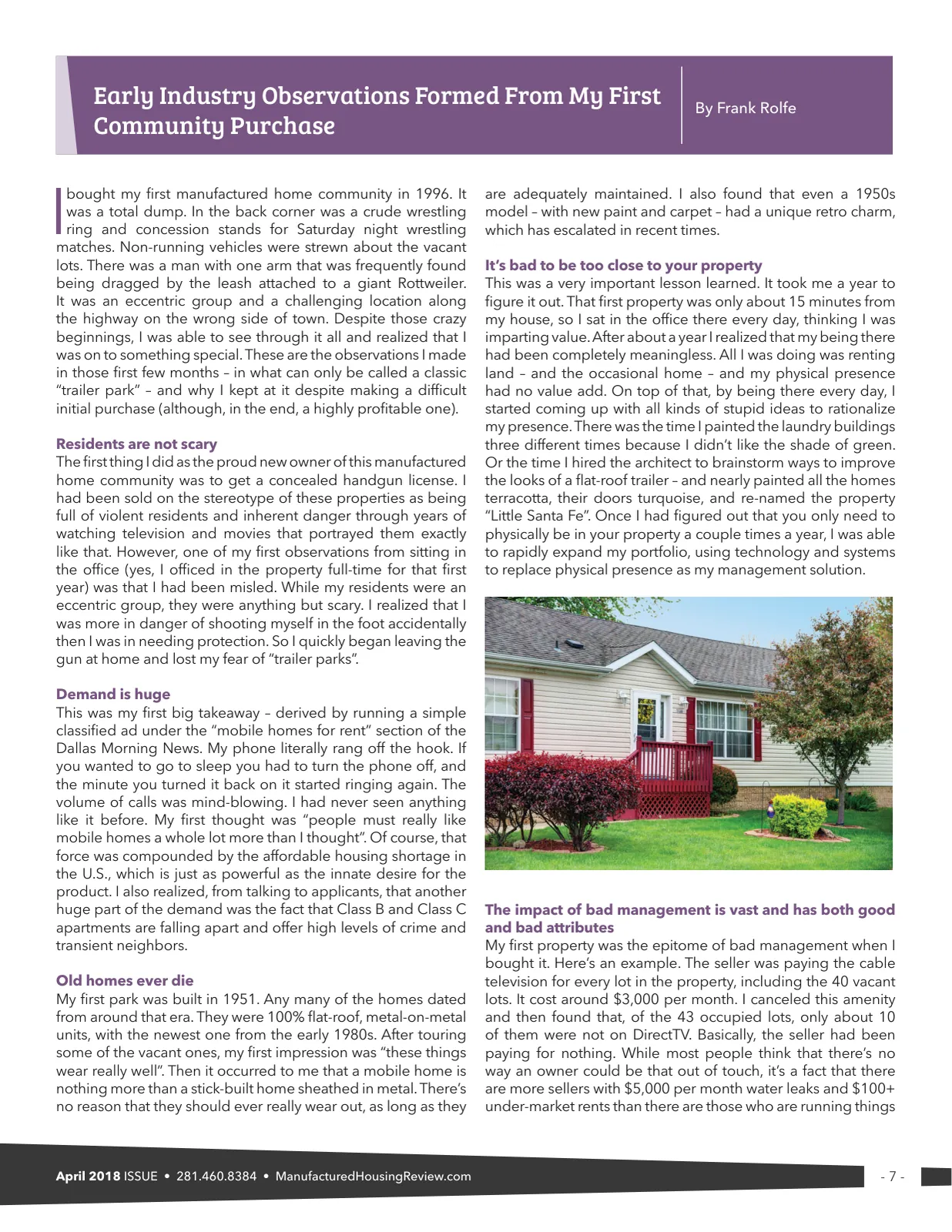 Page 7 of Manufactured Housing Review April 2018