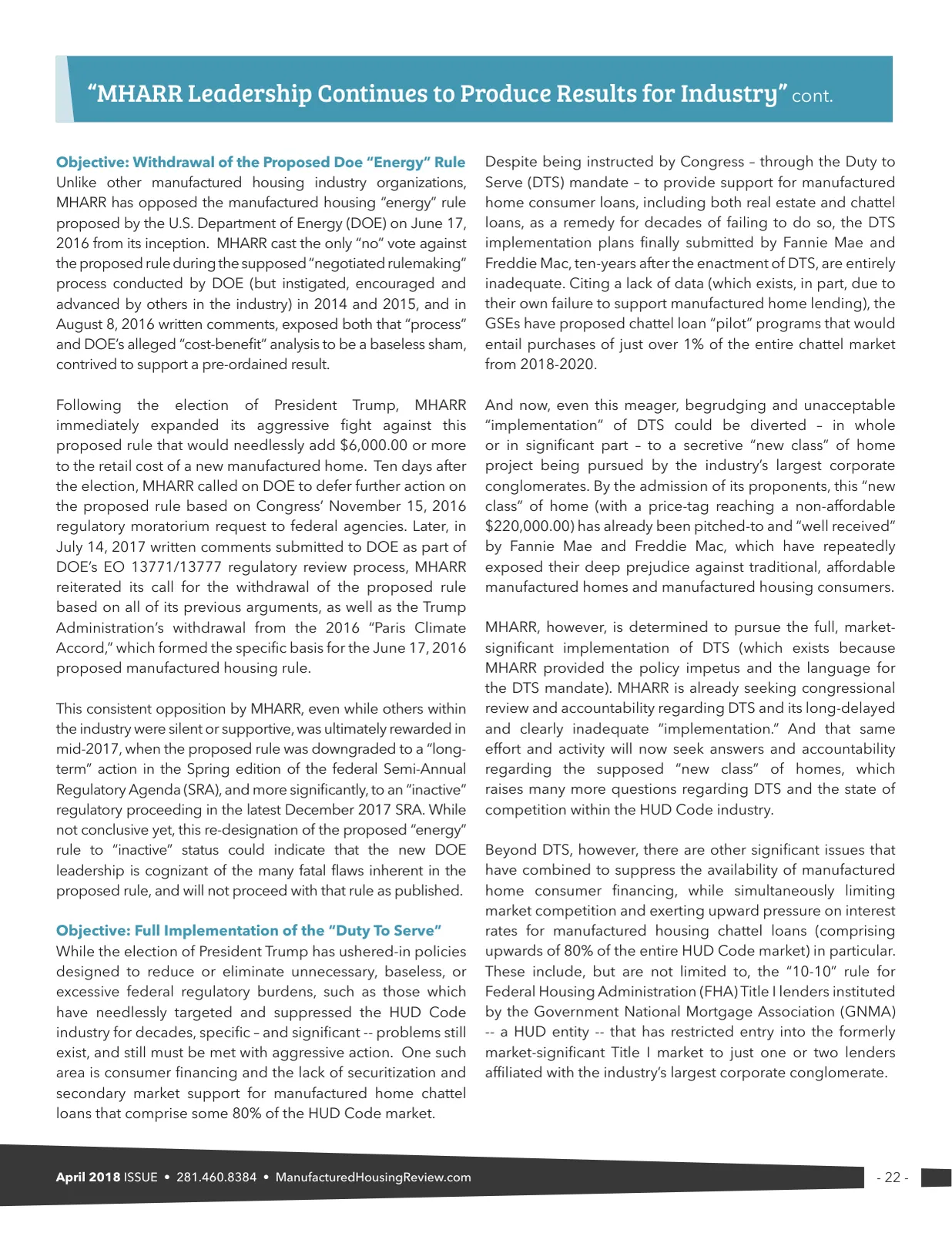 Page 22 of Manufactured Housing Review April 2018