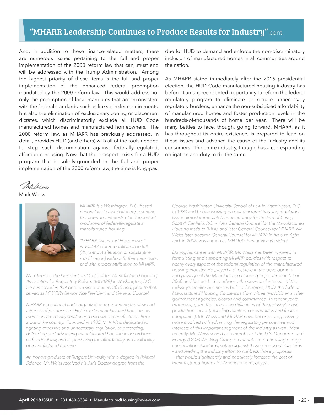 Page 23 of Manufactured Housing Review April 2018