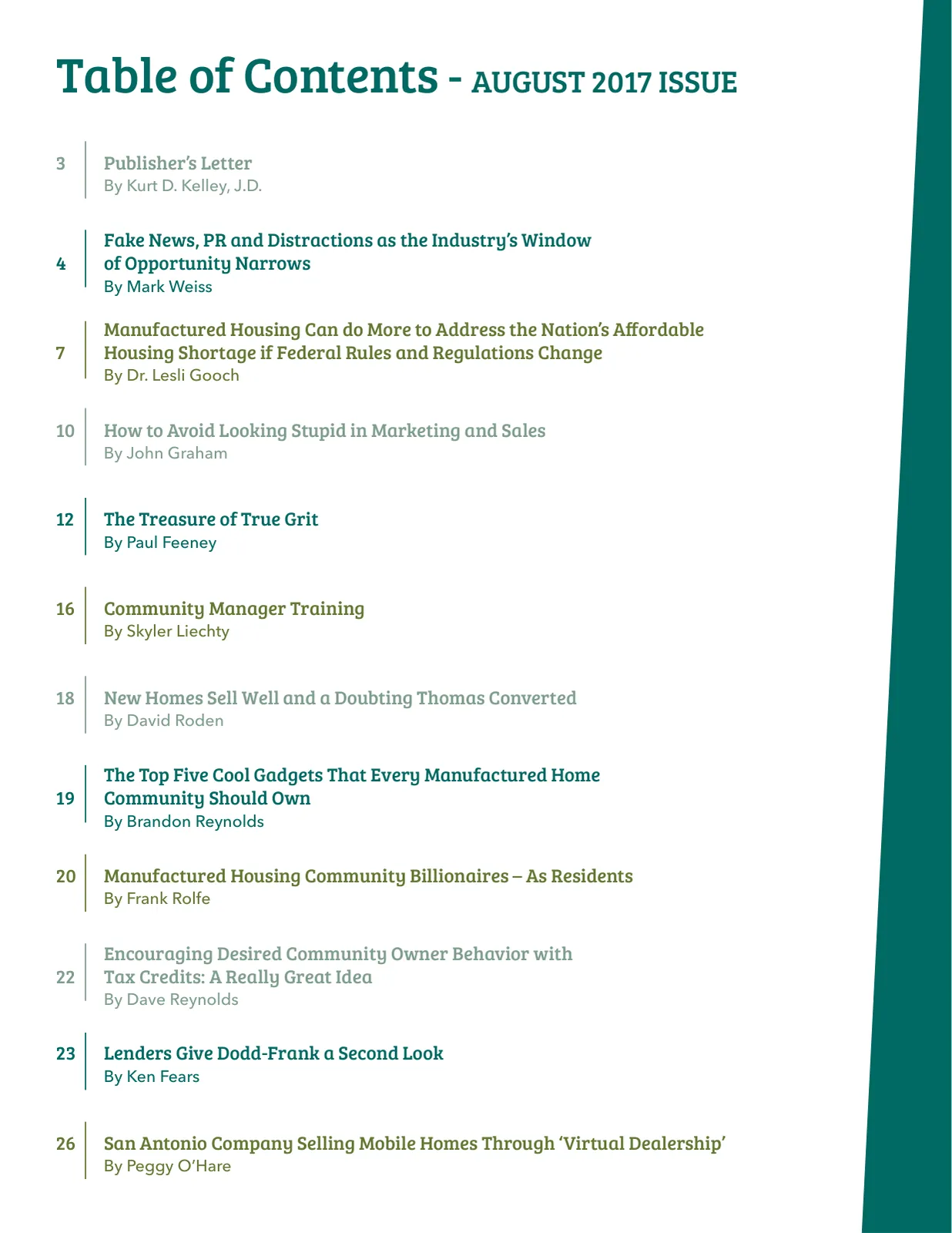 Page 2 of Manufactured Housing Review August 2017