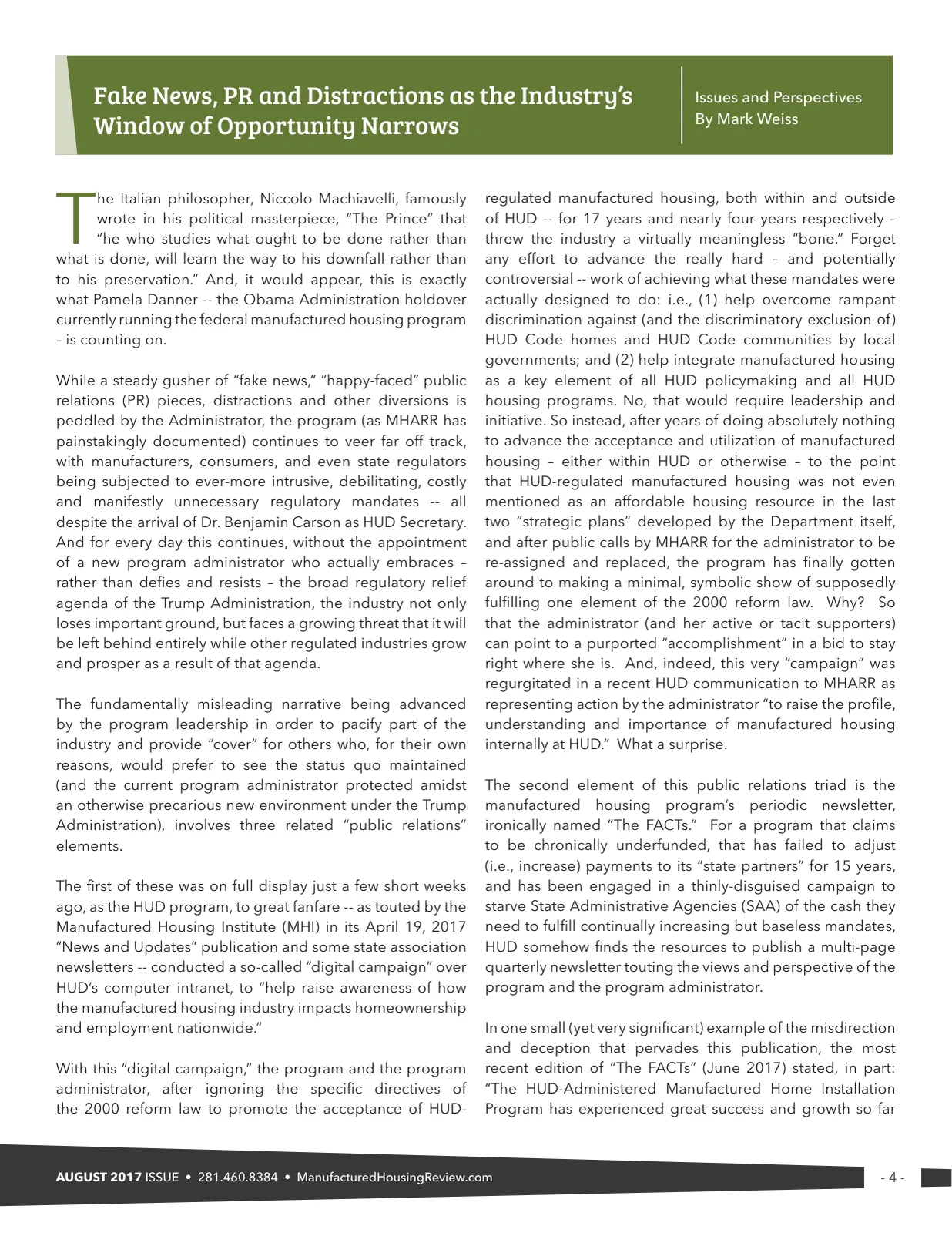 Page 4 of Manufactured Housing Review August 2017