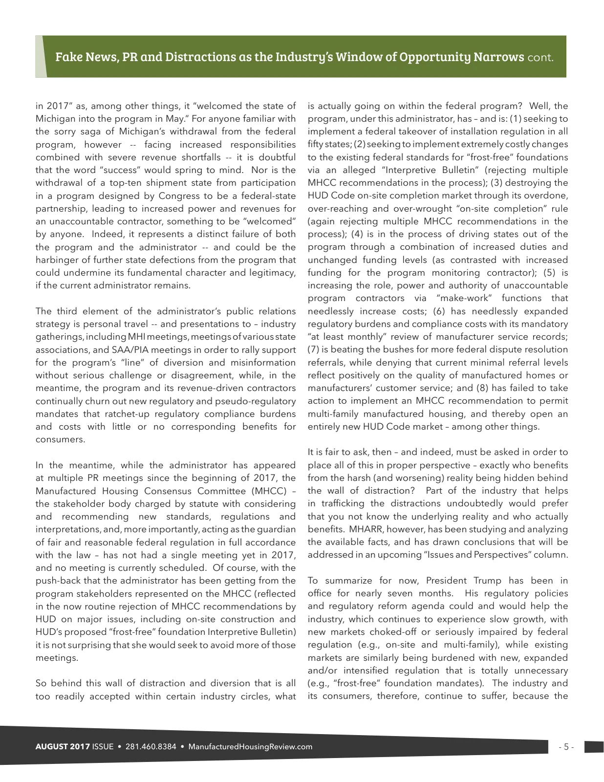Page 5 of Manufactured Housing Review August 2017
