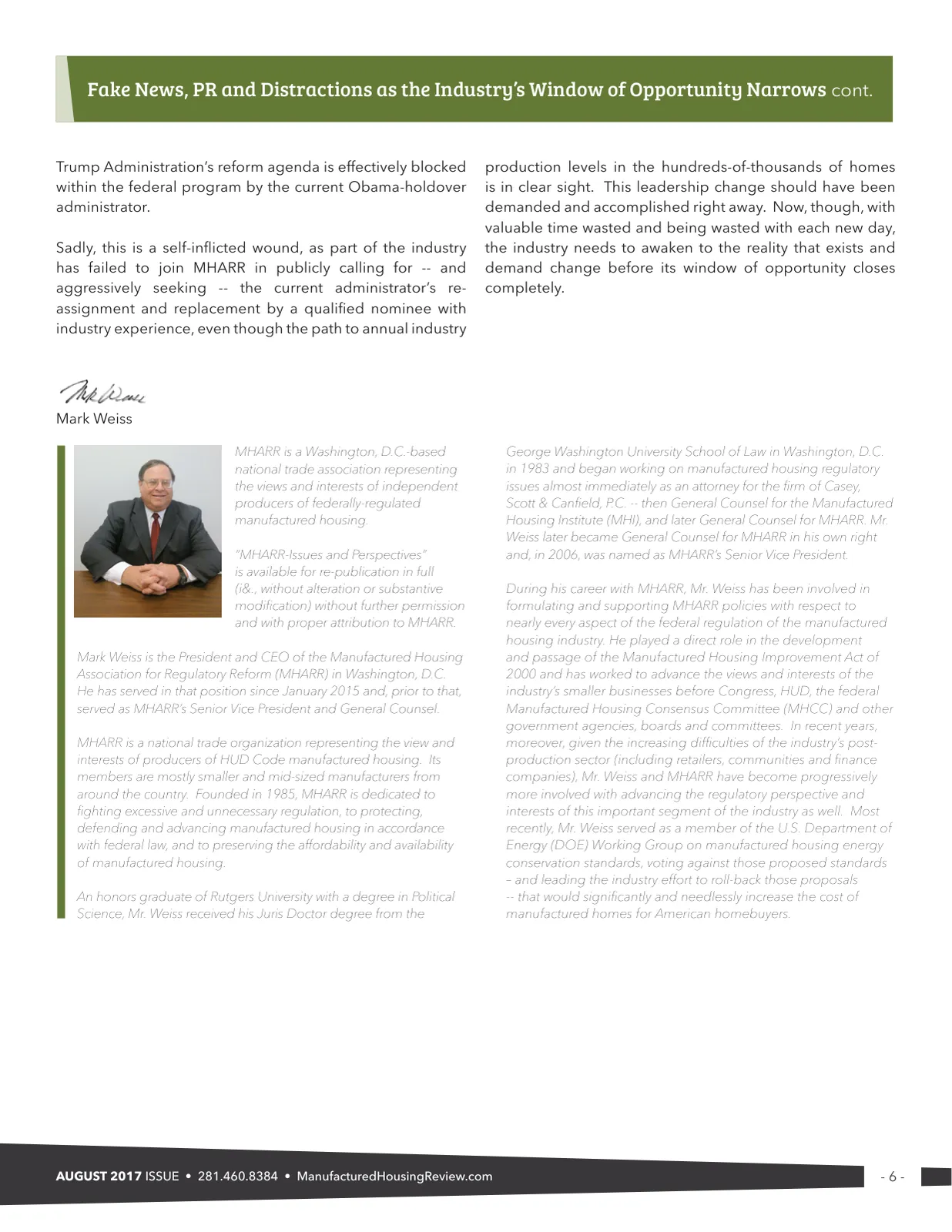 Page 6 of Manufactured Housing Review August 2017