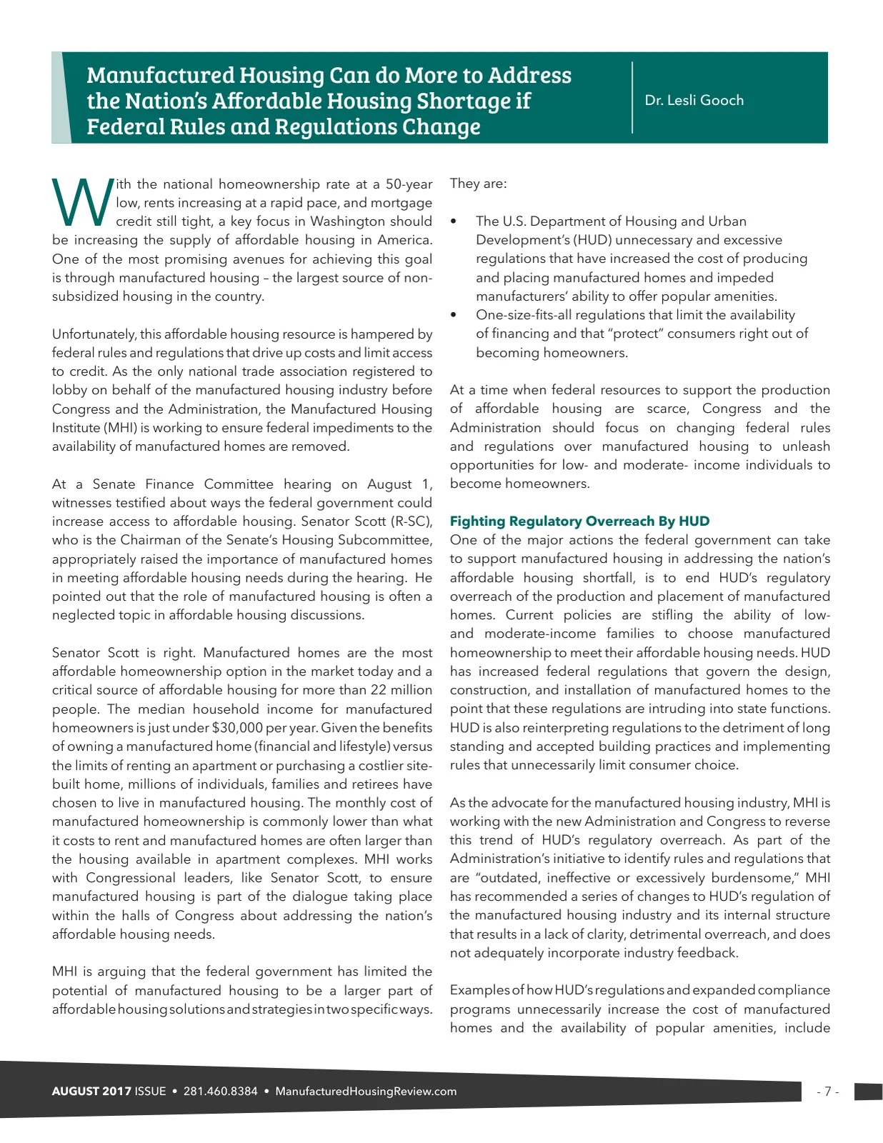 Page 7 of Manufactured Housing Review August 2017