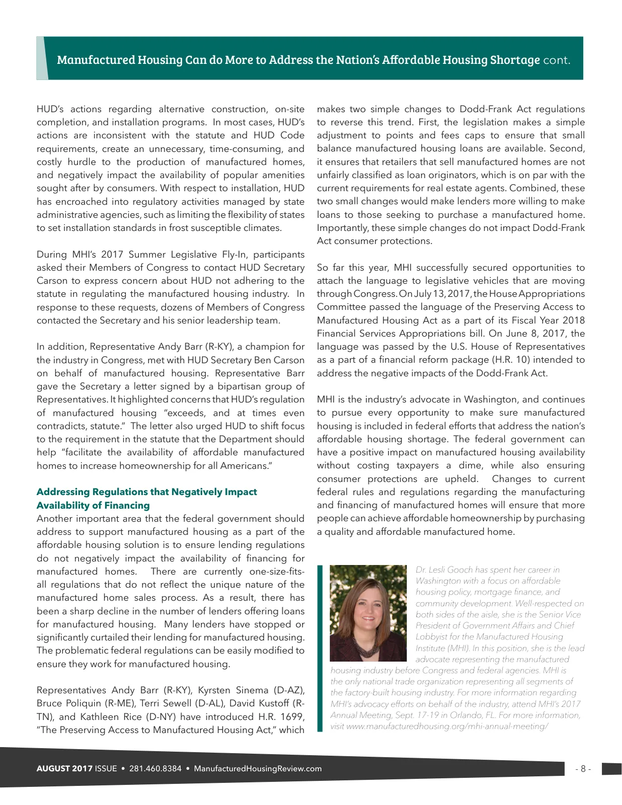 Page 8 of Manufactured Housing Review August 2017