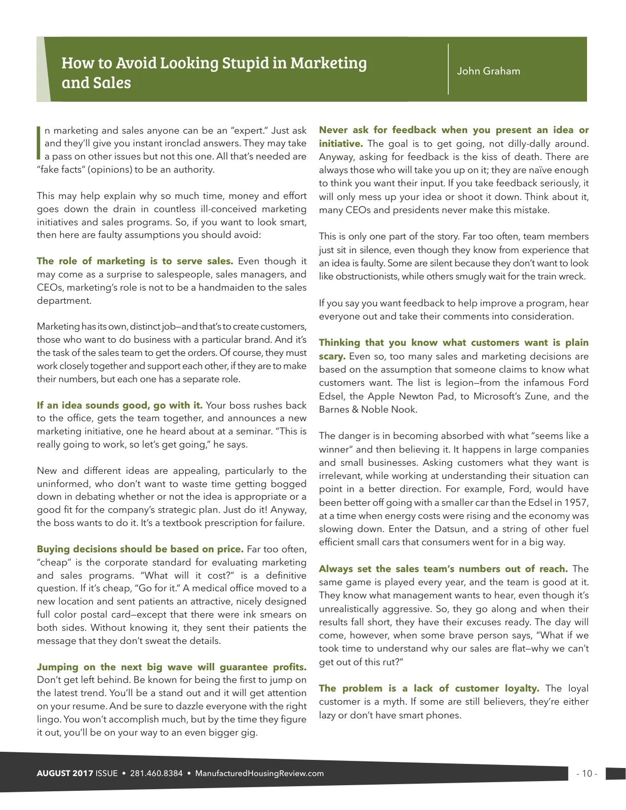 Page 10 of Manufactured Housing Review August 2017
