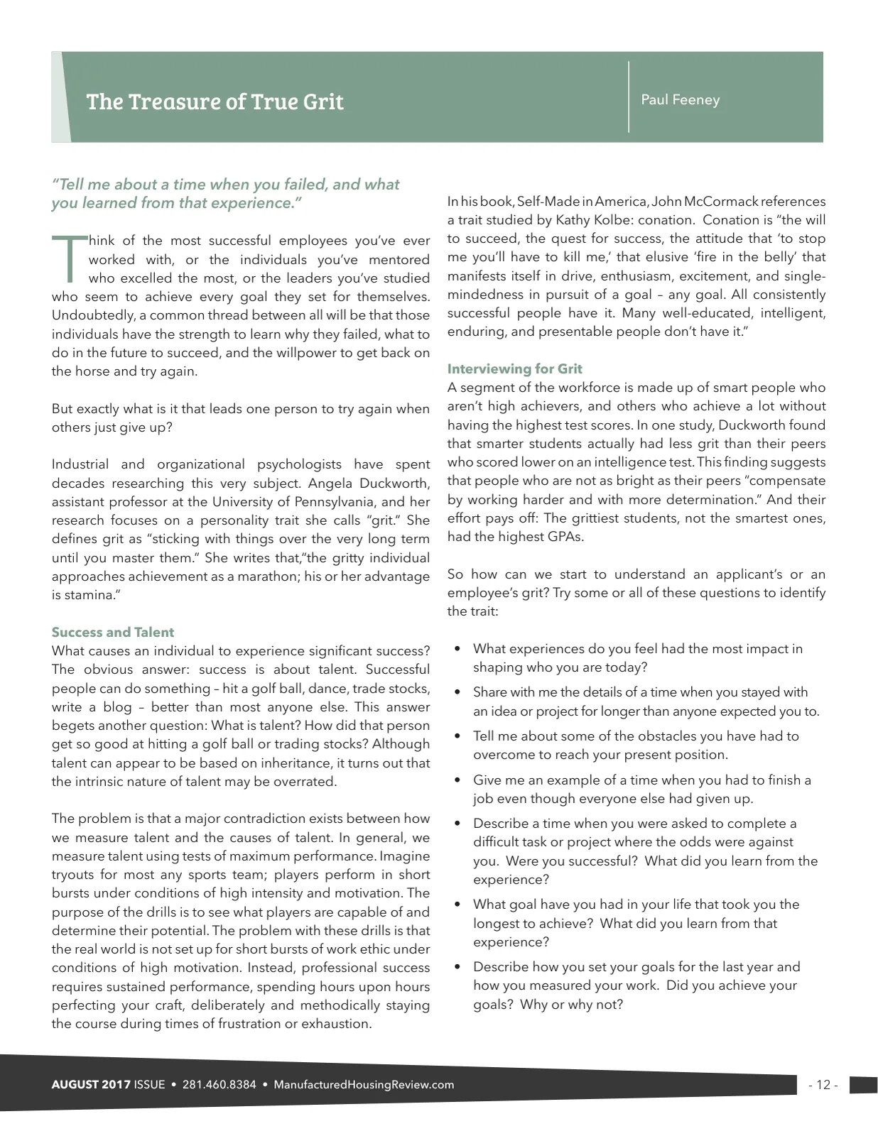 Page 12 of Manufactured Housing Review August 2017