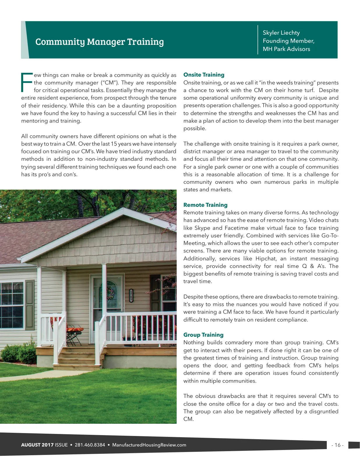 Page 16 of Manufactured Housing Review August 2017
