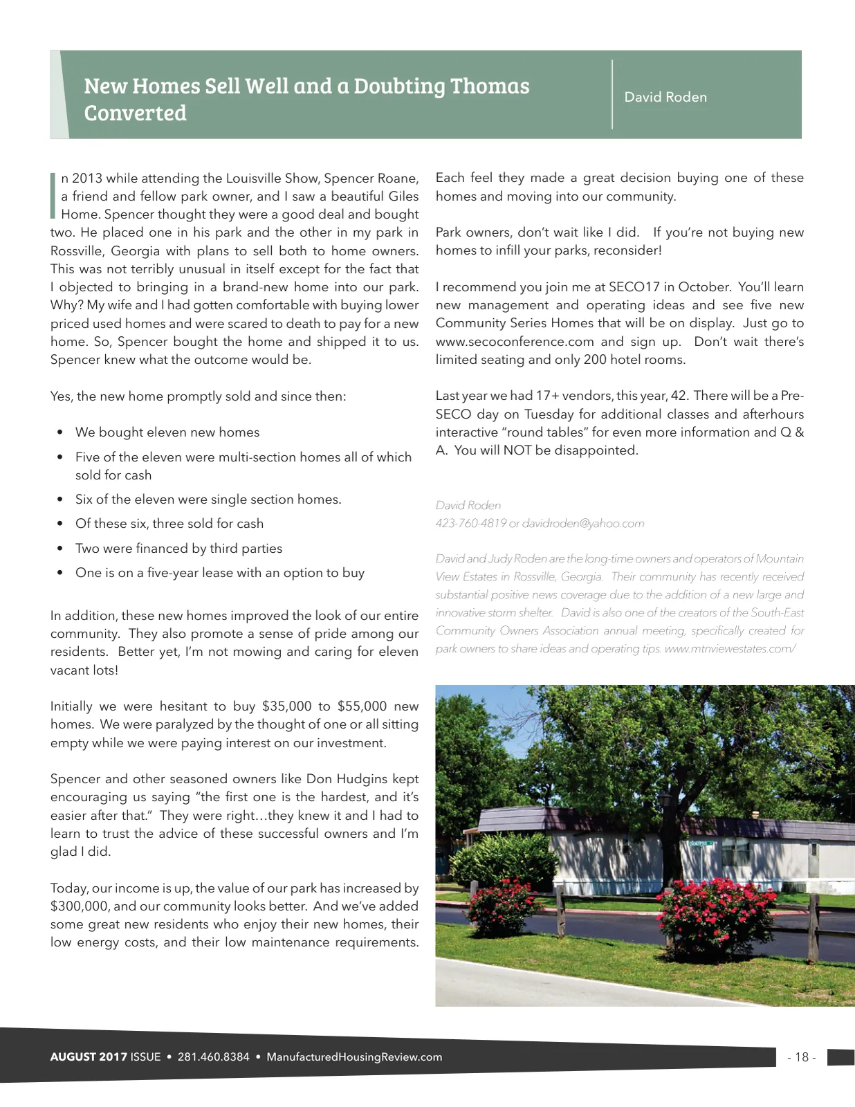 Page 18 of Manufactured Housing Review August 2017