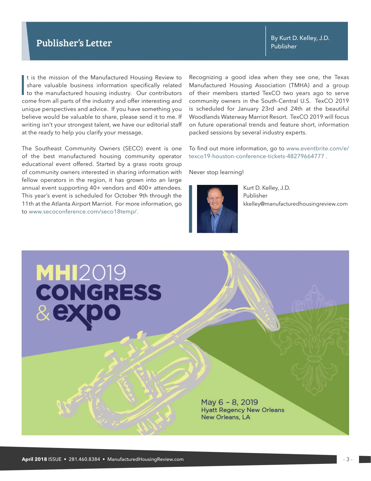 Page 3 of Manufactured Housing Review August 2018