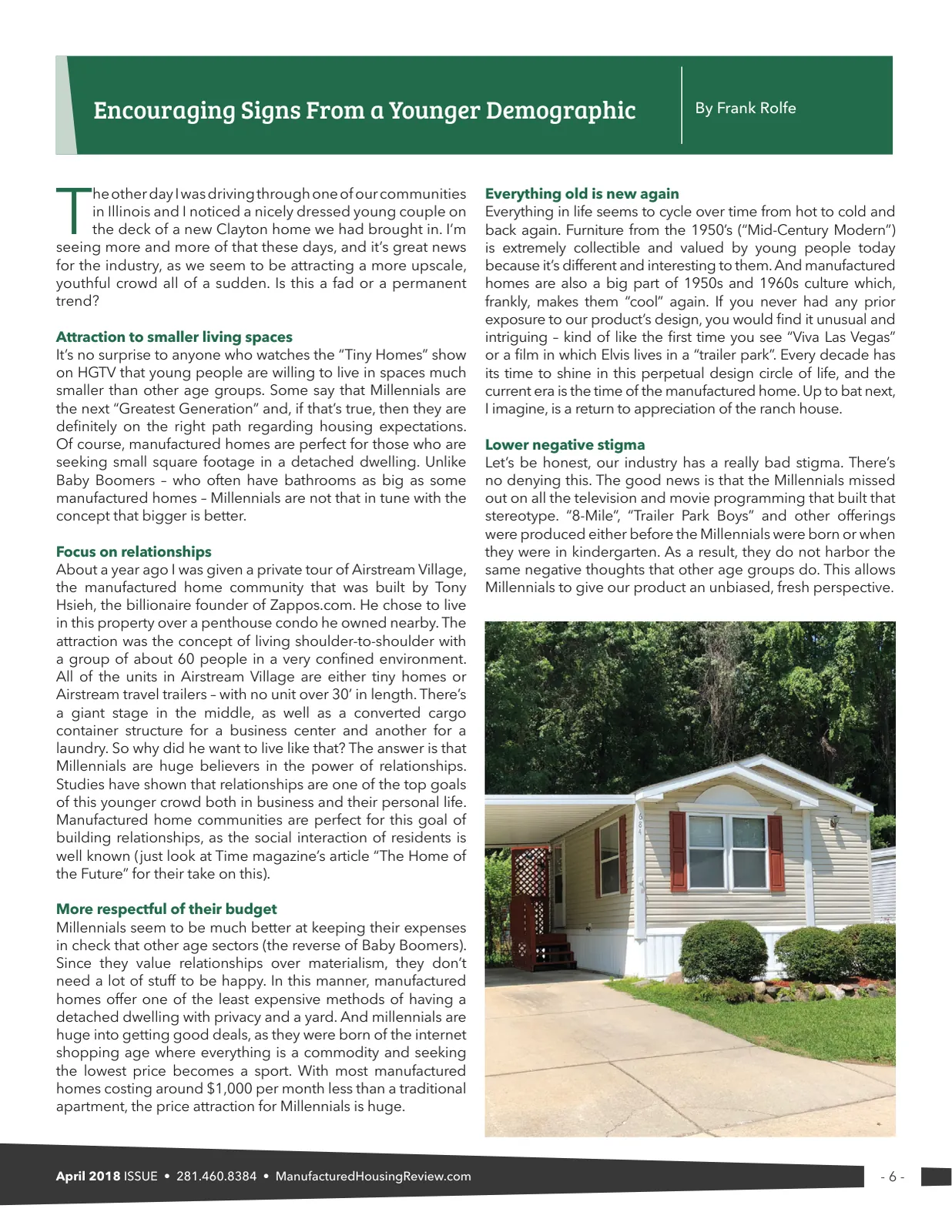 Page 6 of Manufactured Housing Review August 2018