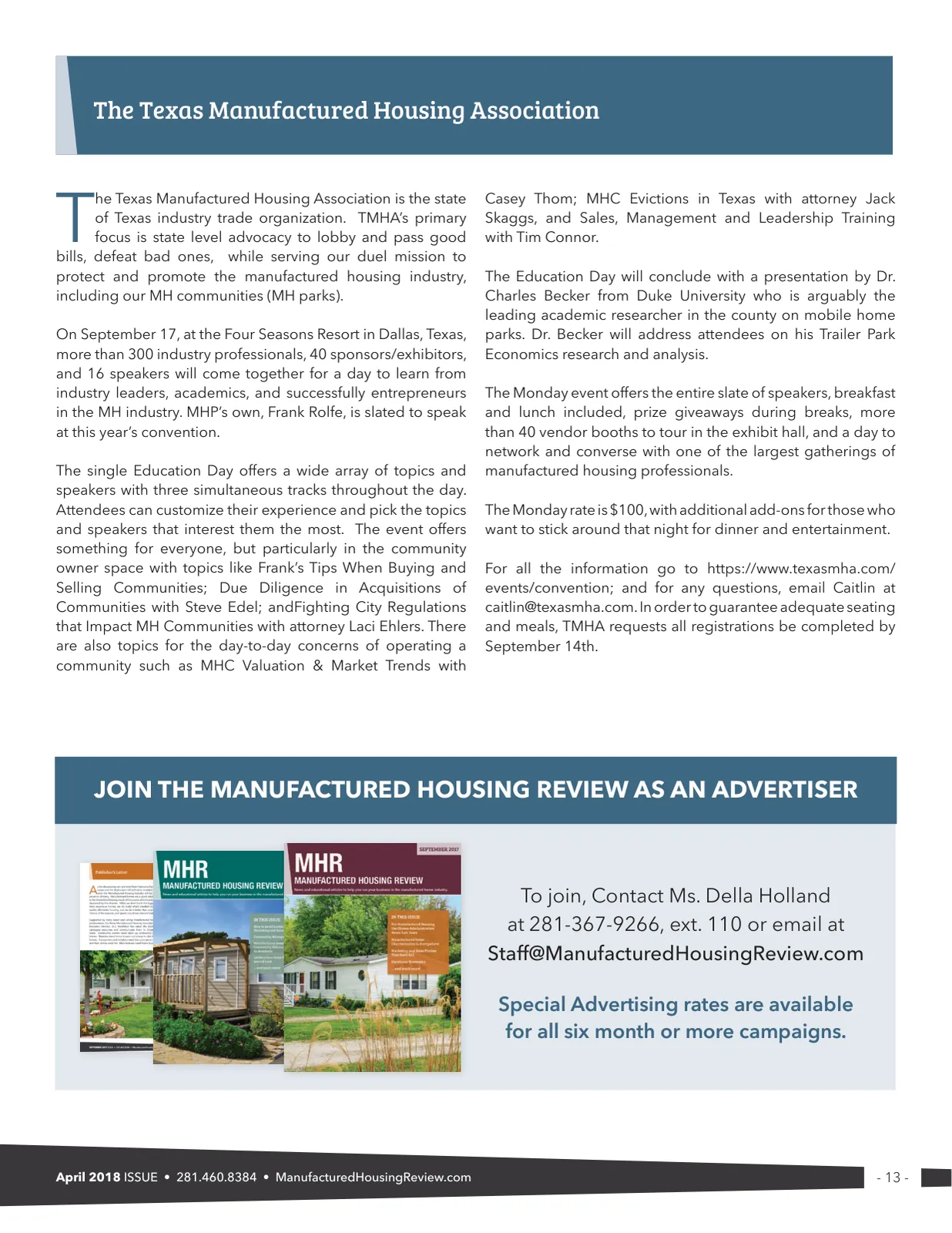 Page 13 of Manufactured Housing Review August 2018