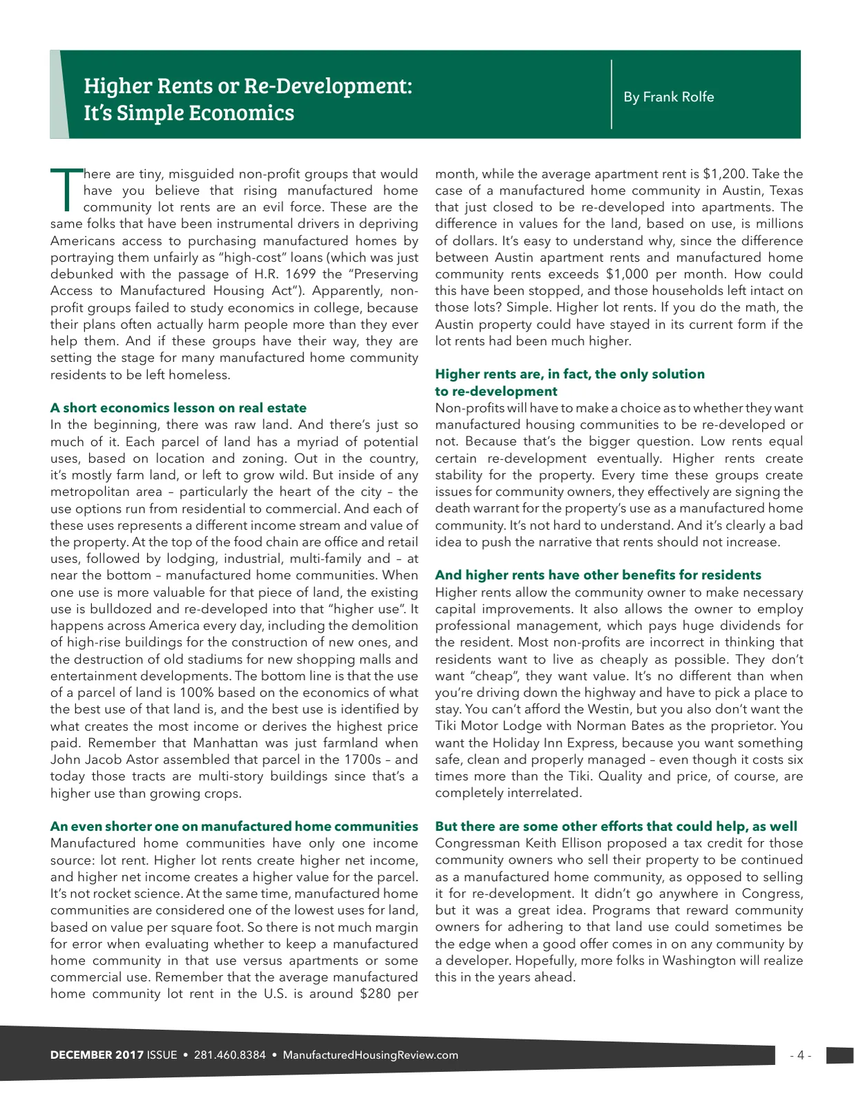 Page 4 of Manufactured Housing Review December 2017