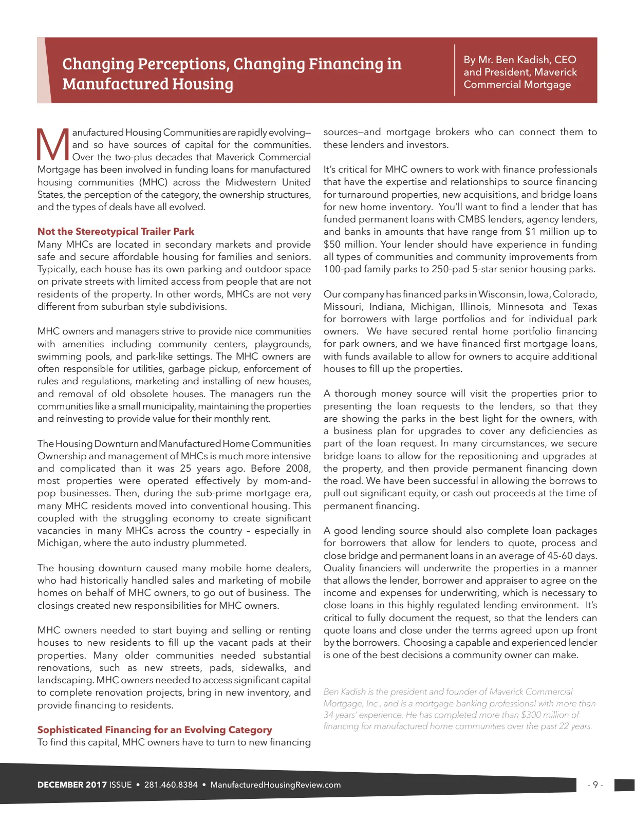 Page 9 of Manufactured Housing Review December 2017