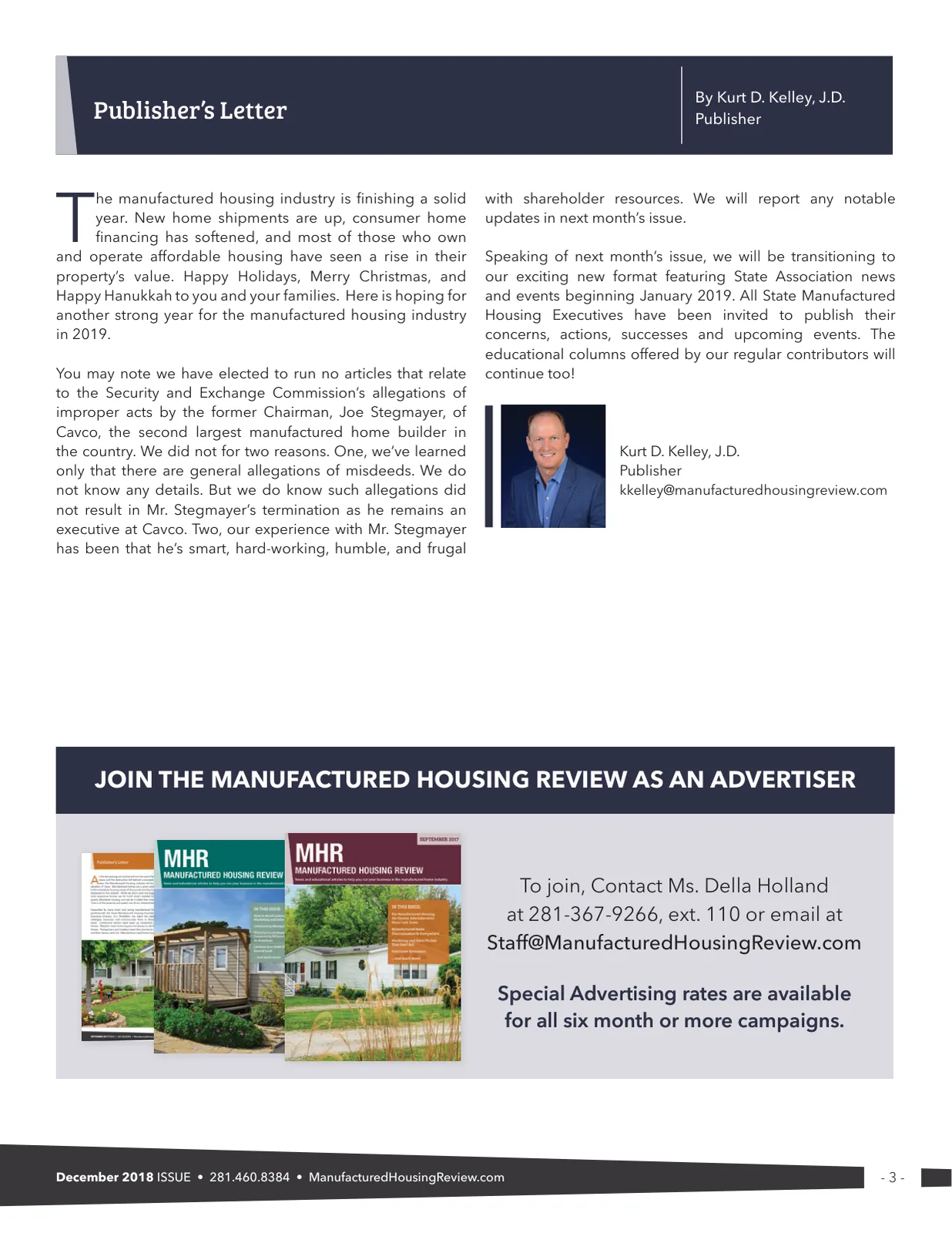 Page 3 of Manufactured Housing Review December 2018