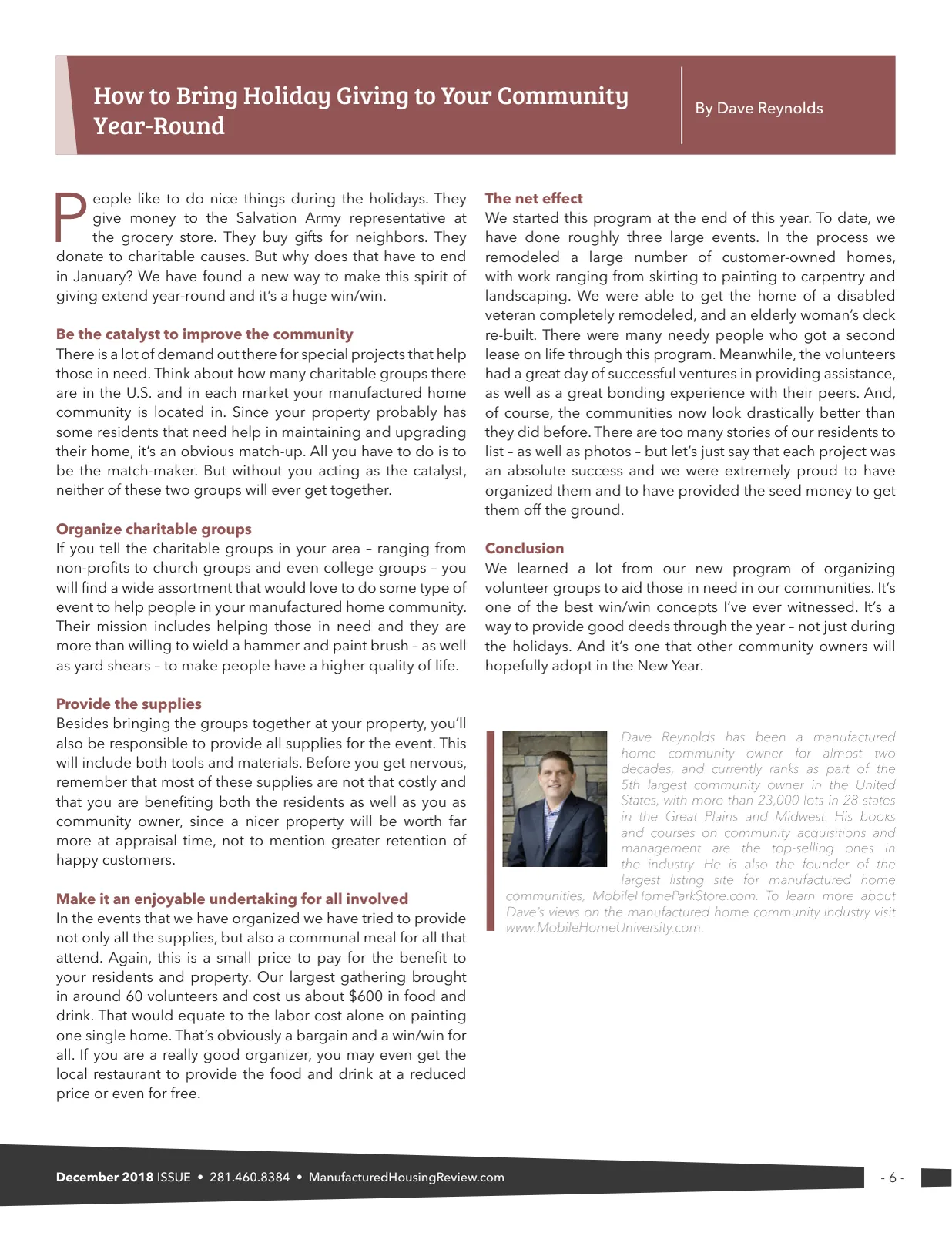 Page 6 of Manufactured Housing Review December 2018
