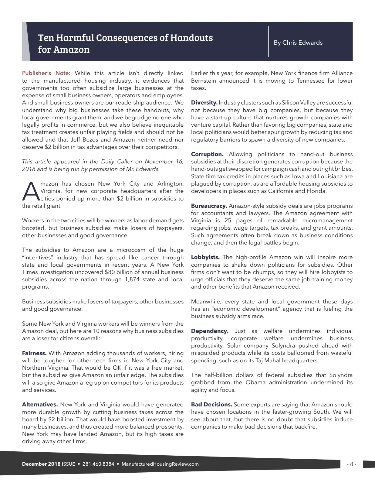 Page 8 of Manufactured Housing Review December 2018