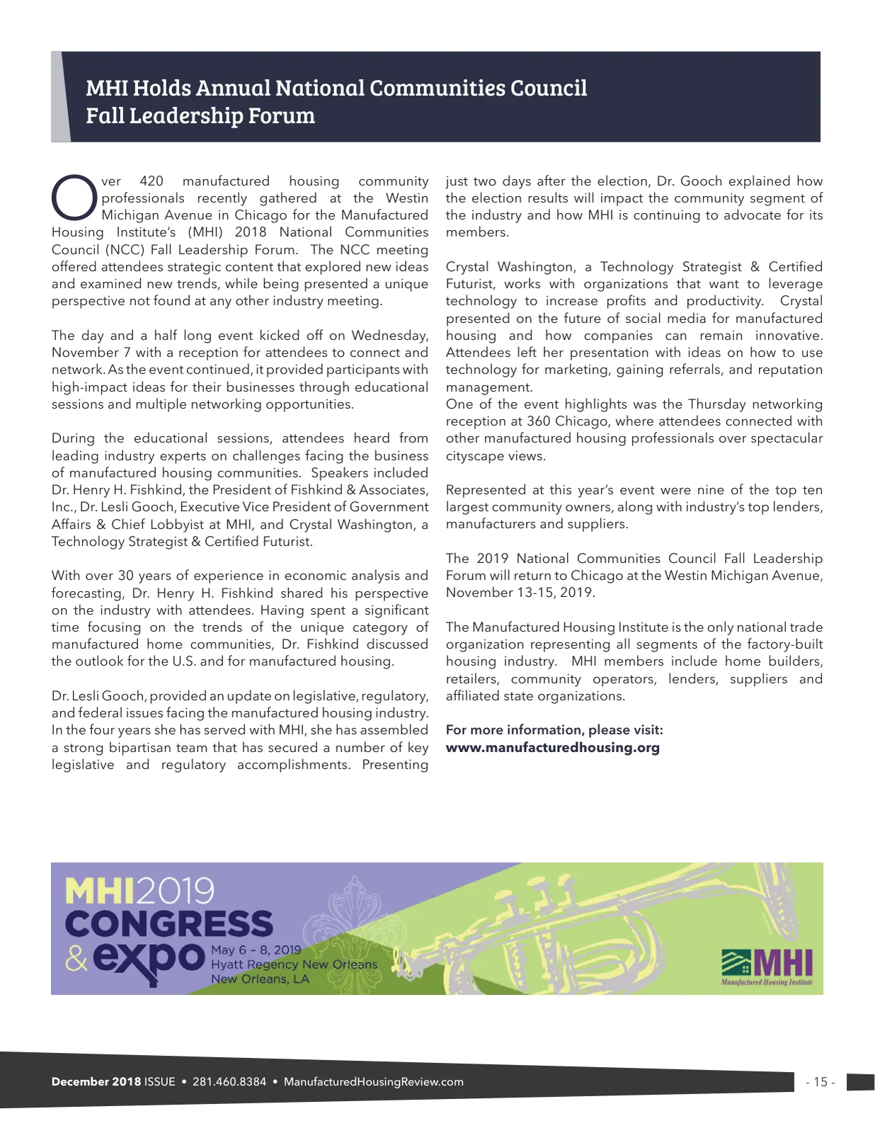 Page 15 of Manufactured Housing Review December 2018