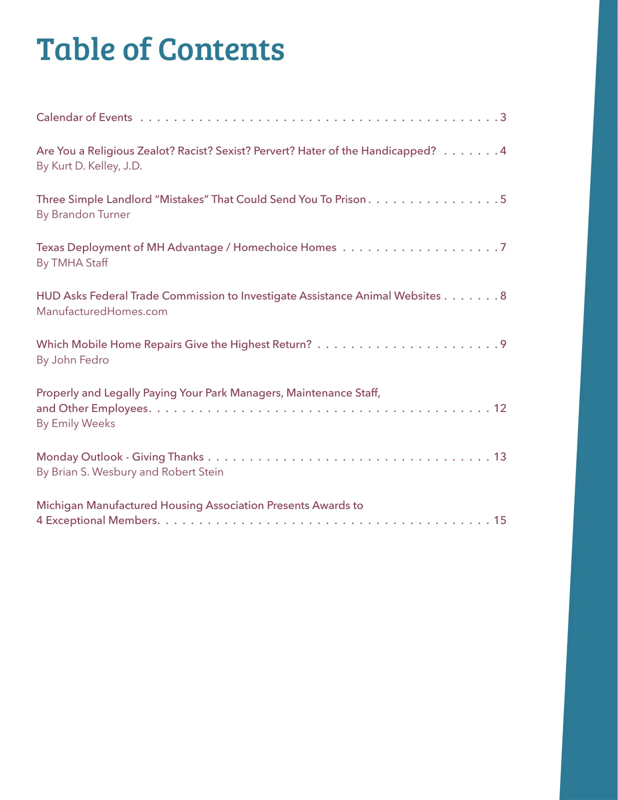Page 2 of Manufactured Housing Review 2019 Q4