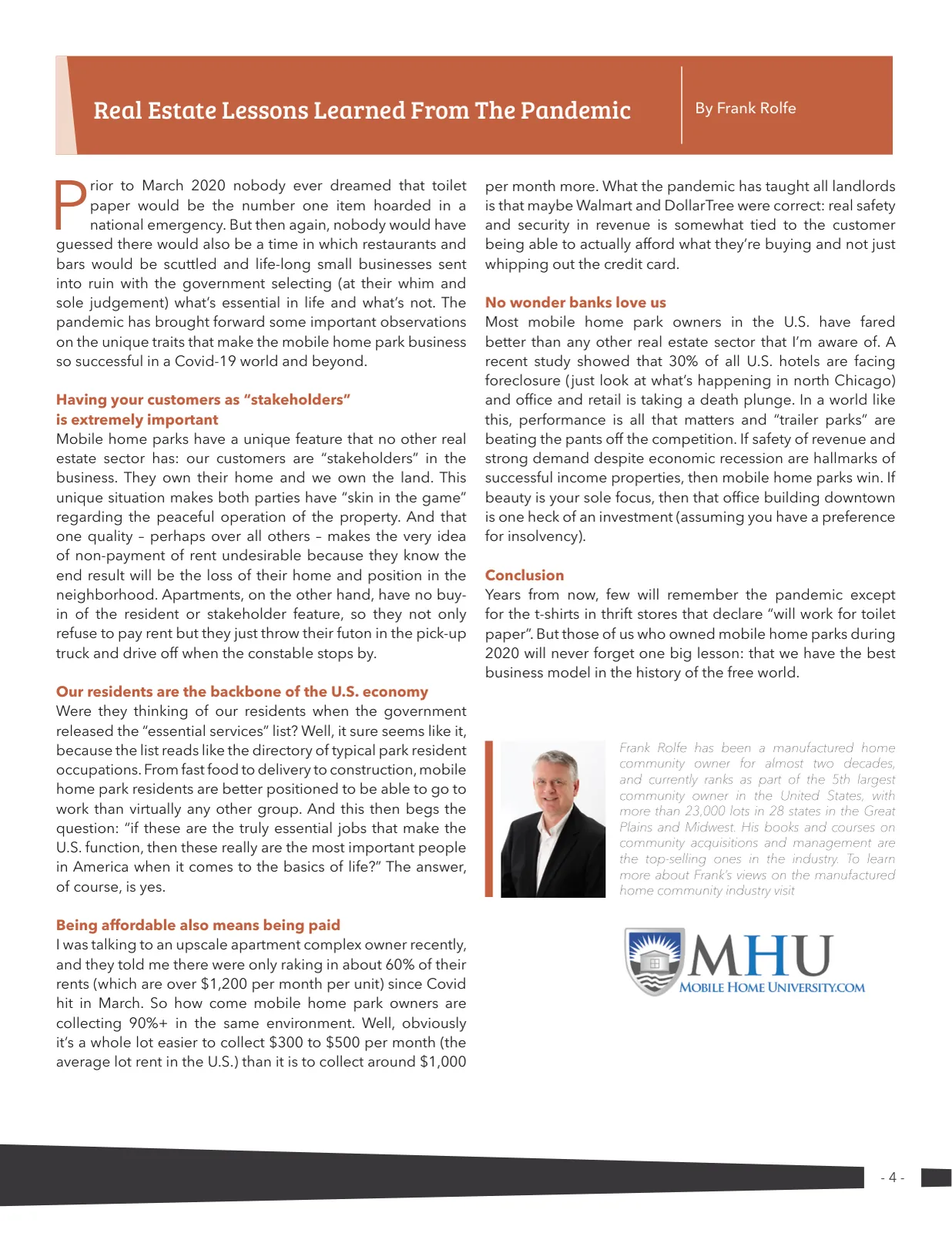 Page 4 of Manufactured Housing Review 2020 Q4