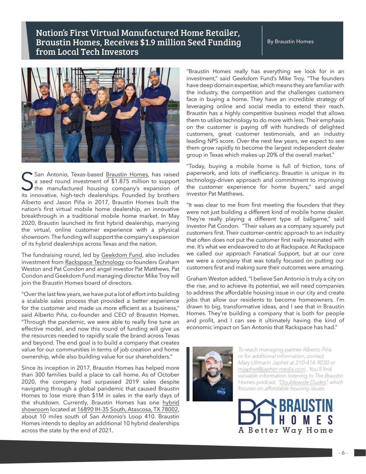 Page 6 of Manufactured Housing Review 2020 Q4