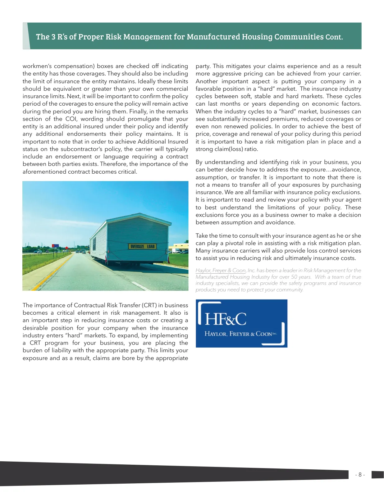 Page 8 of Manufactured Housing Review 2020 Q4
