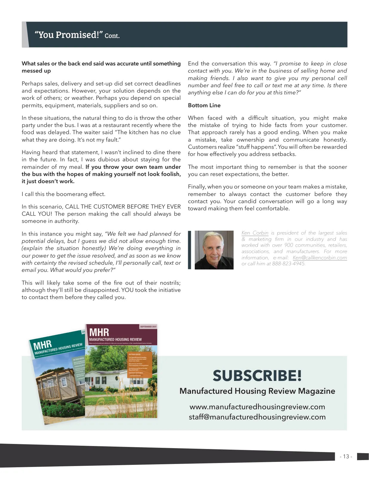 Page 13 of Manufactured Housing Review 2020 Q4