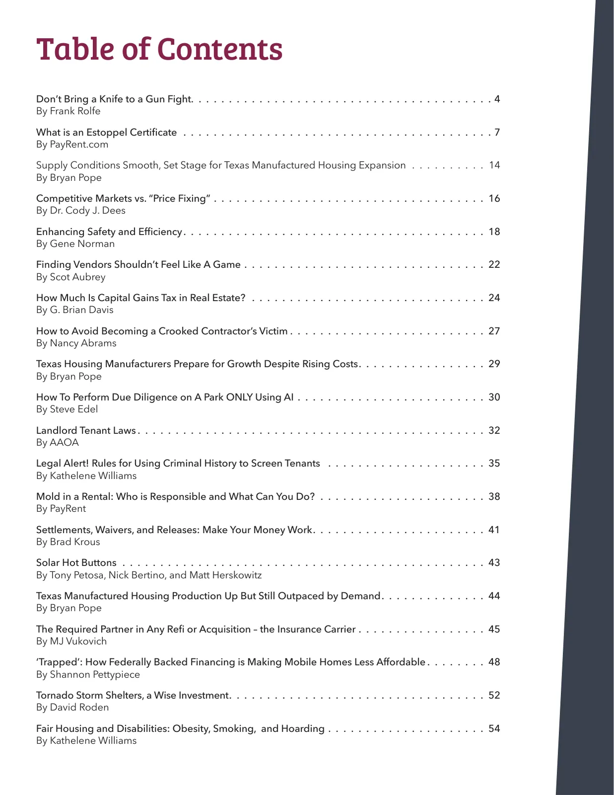 Page 3 of Manufactured Housing Review 2023 Q4