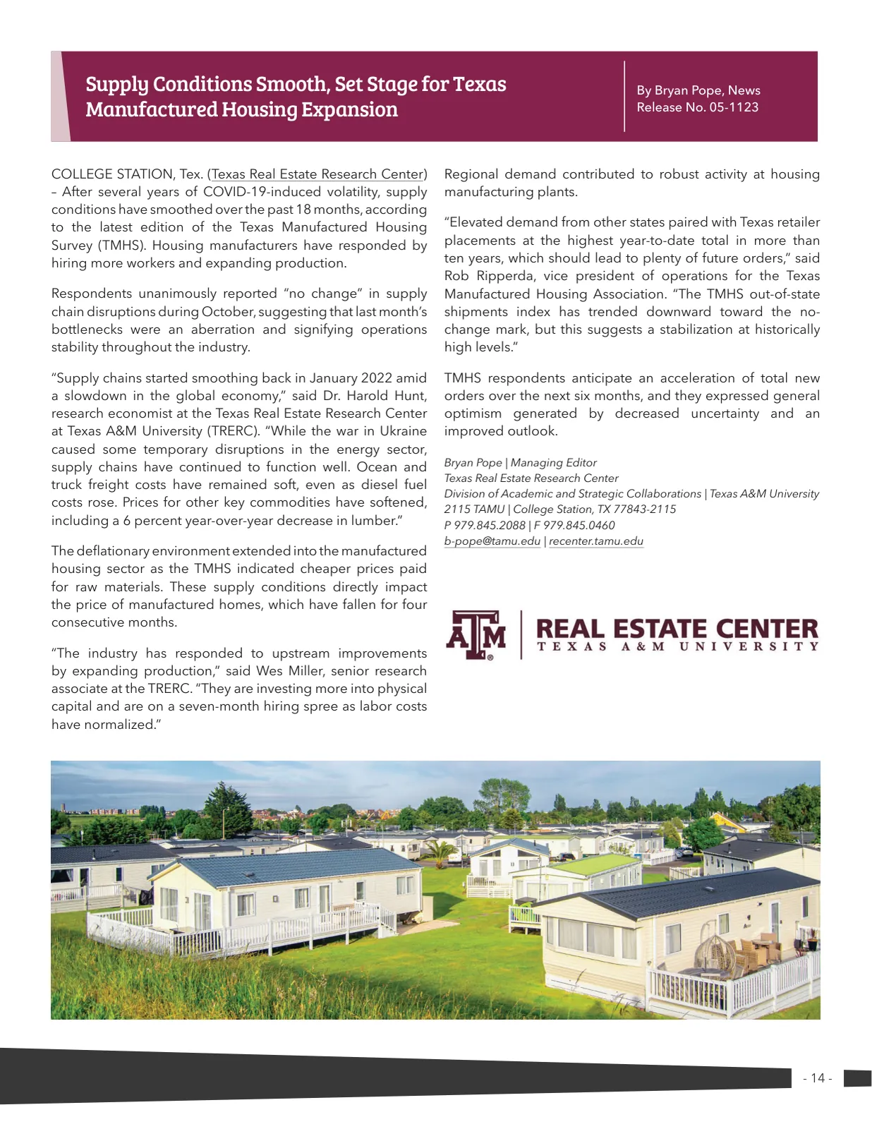 Page 14 of Manufactured Housing Review 2023 Q4