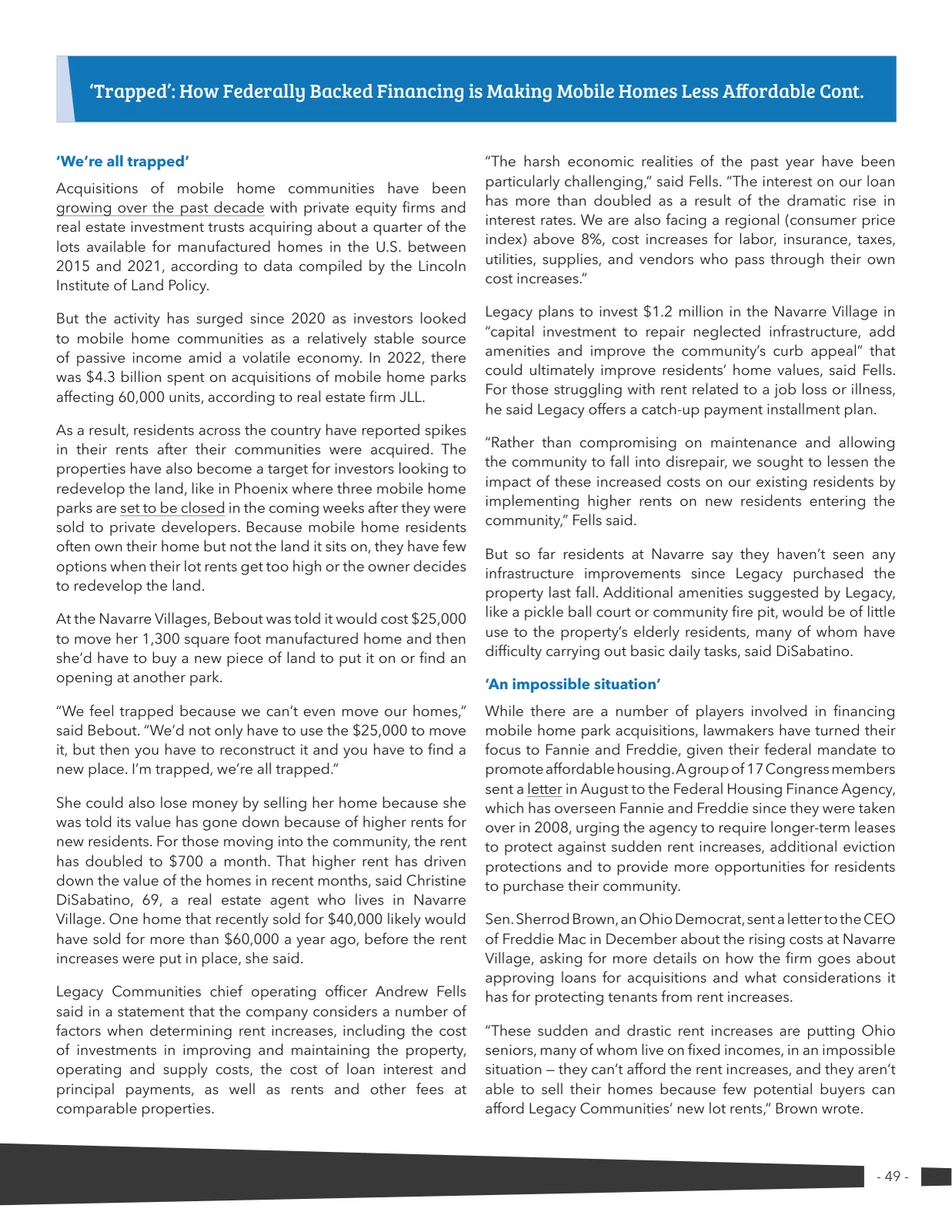 Page 49 of Manufactured Housing Review 2023 Q4