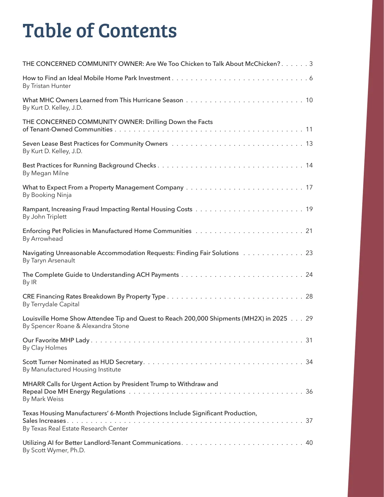 Page 2 of Manufactured Housing Review 2024 Q4
