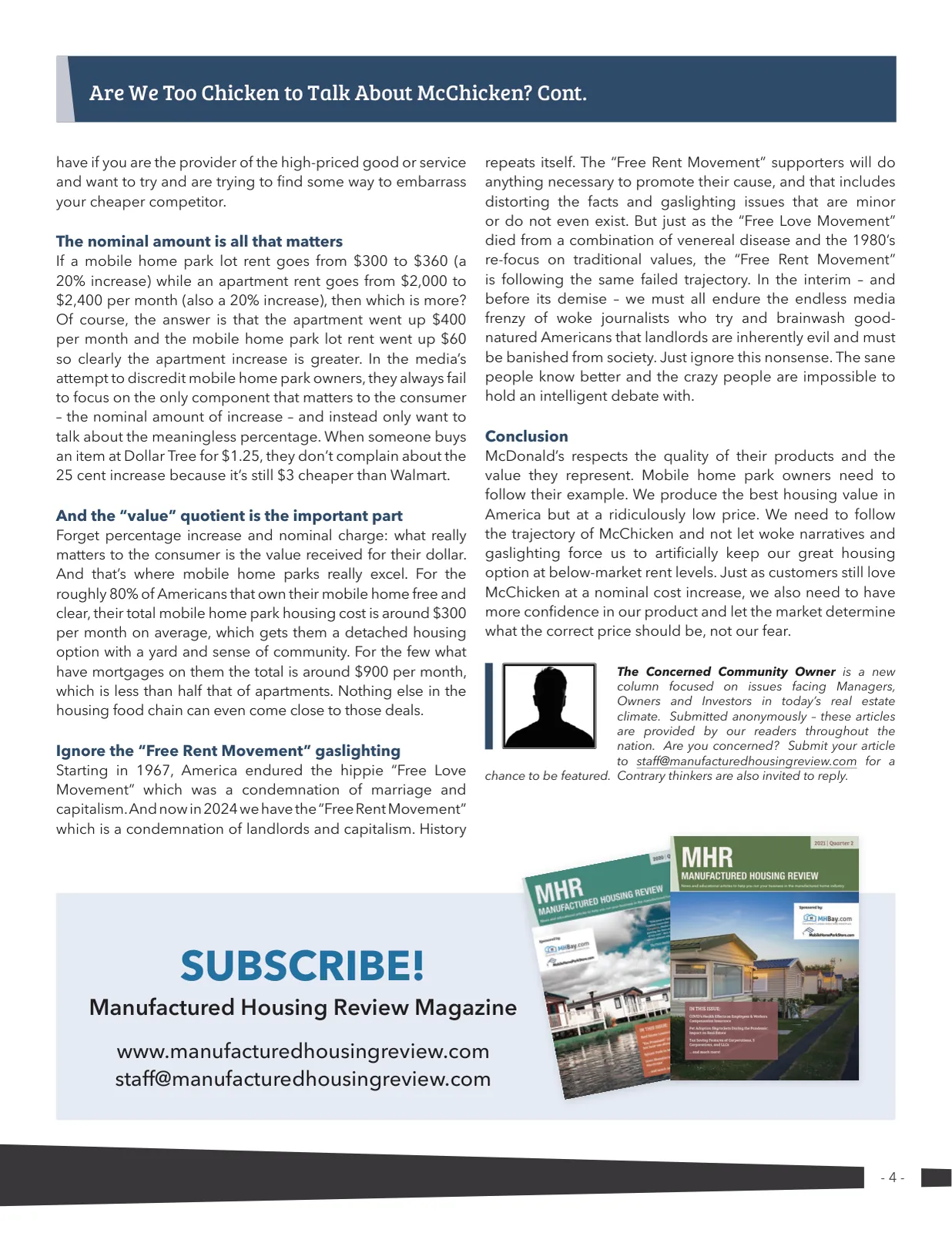 Page 4 of Manufactured Housing Review 2024 Q4