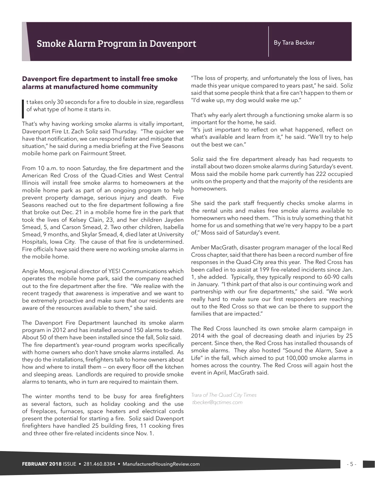 Page 5 of Manufactured Housing Review February 2018