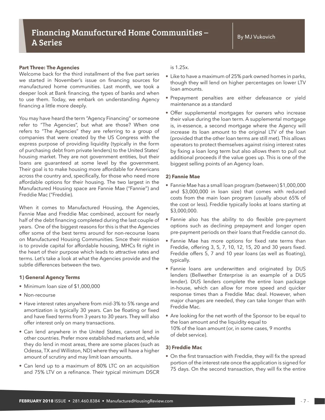 Page 7 of Manufactured Housing Review February 2018