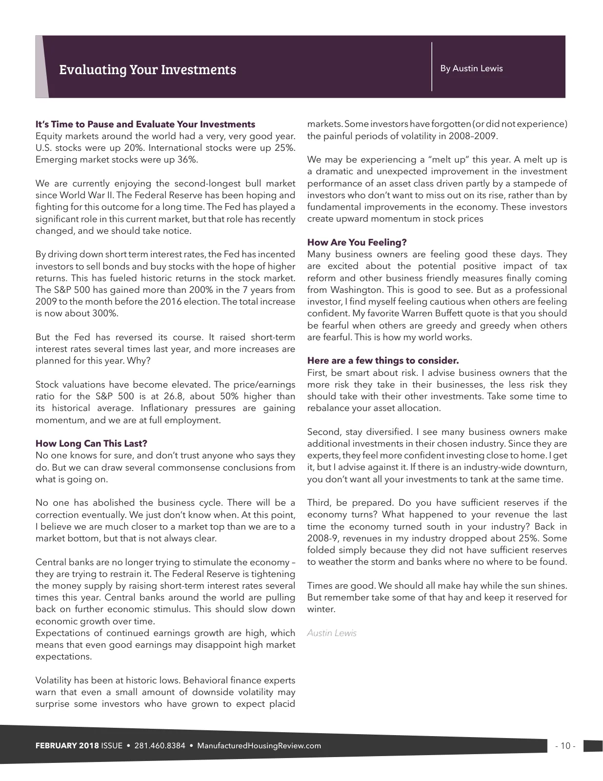 Page 10 of Manufactured Housing Review February 2018