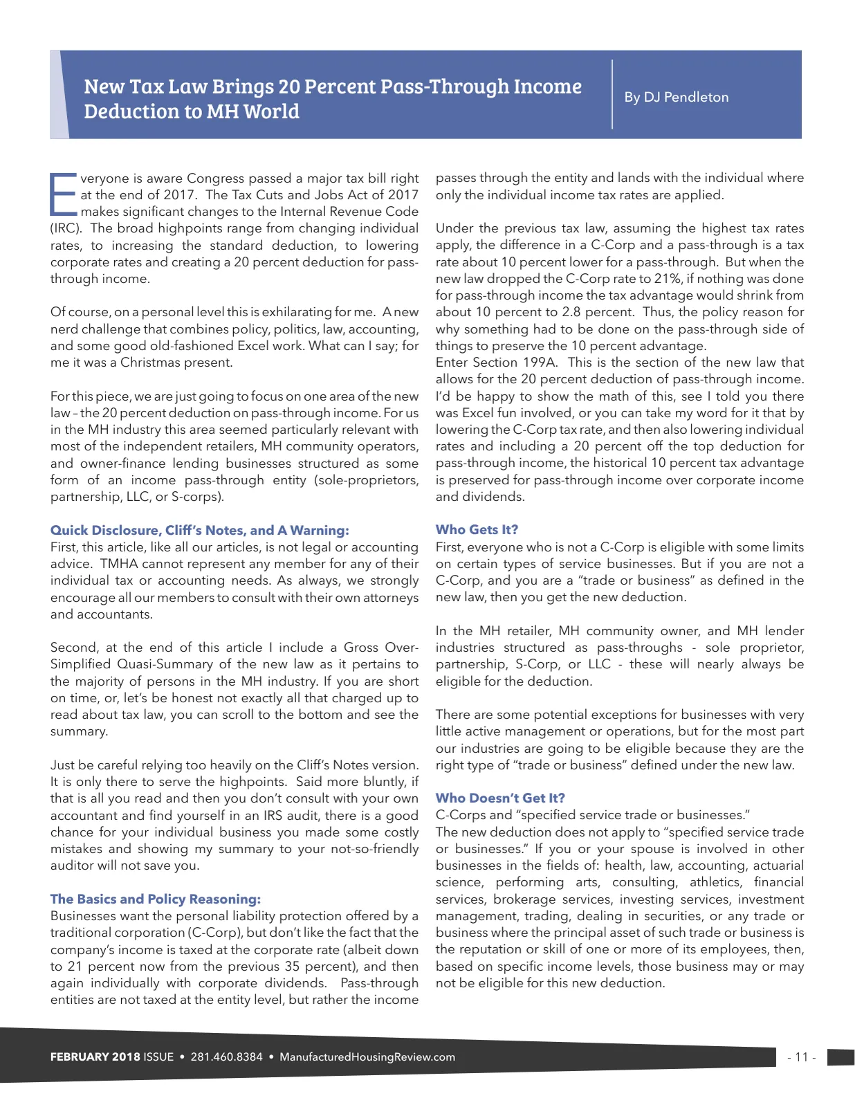 Page 11 of Manufactured Housing Review February 2018