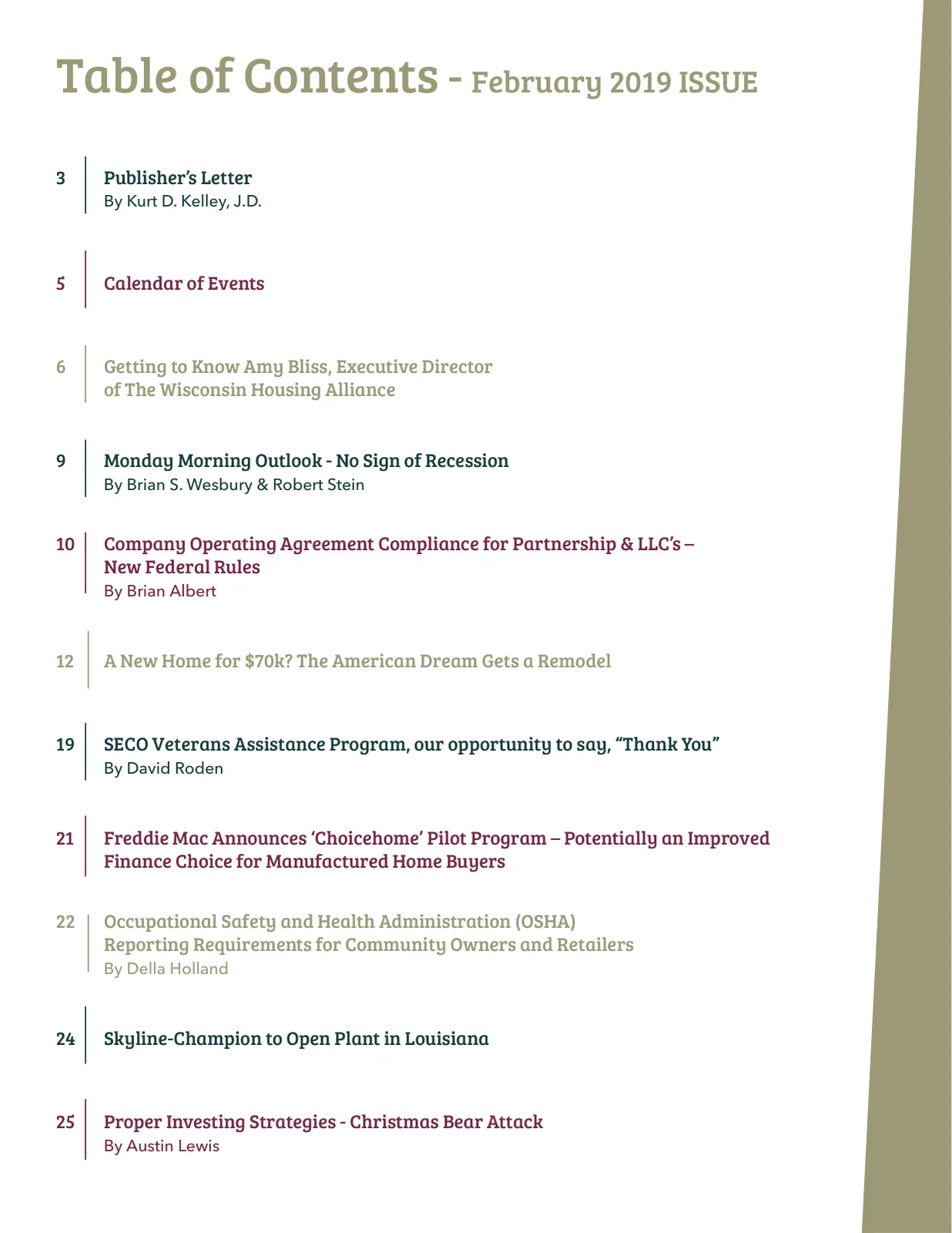 Page 2 of Manufactured Housing Review February 2019